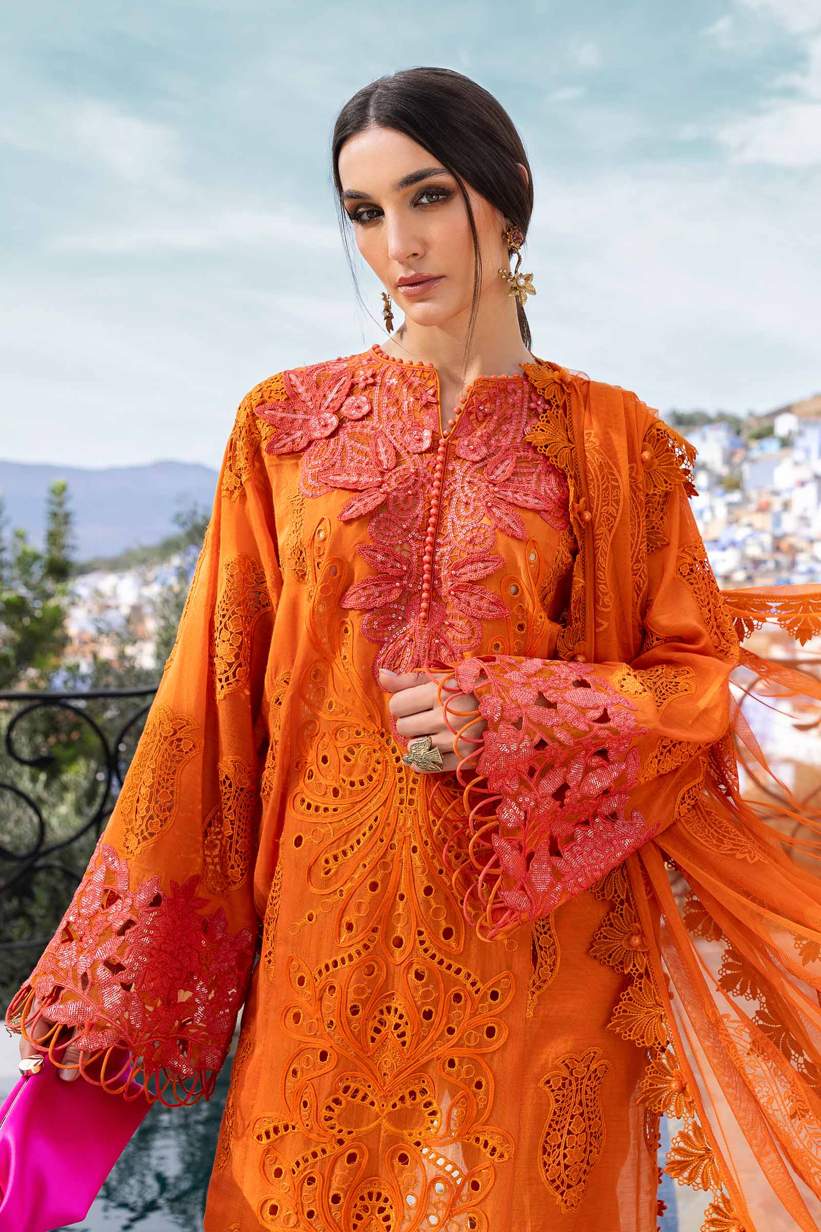 3 Piece Unstitched Embroidered Paper Cotton Suit | D-2505-B - Image 3