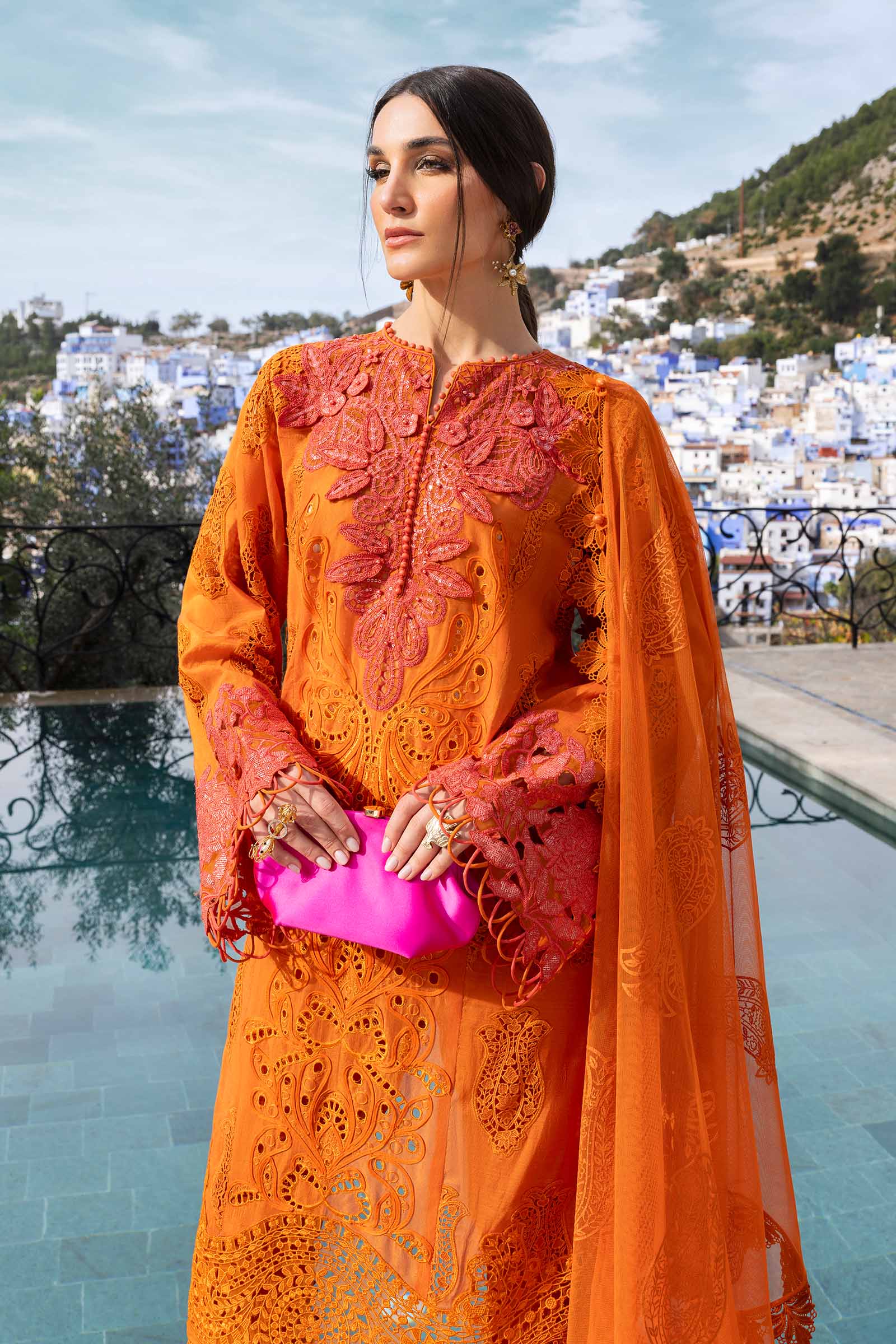 3 Piece Unstitched Embroidered Paper Cotton Suit | D-2505-B - Image 4