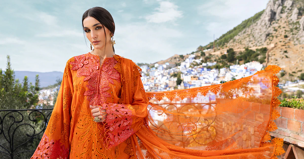 3 Piece Unstitched Embroidered Paper Cotton Suit | D-2505-B - Image 6