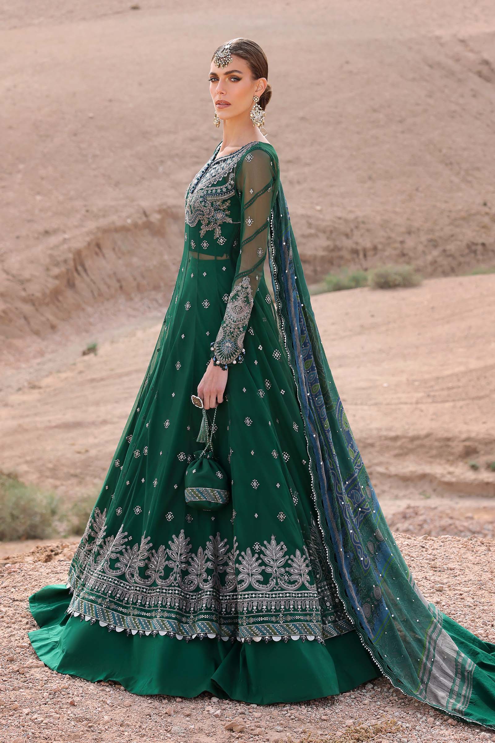 3 Piece Unstitched Embroidered Net Suit | D-2507-A - Image 5