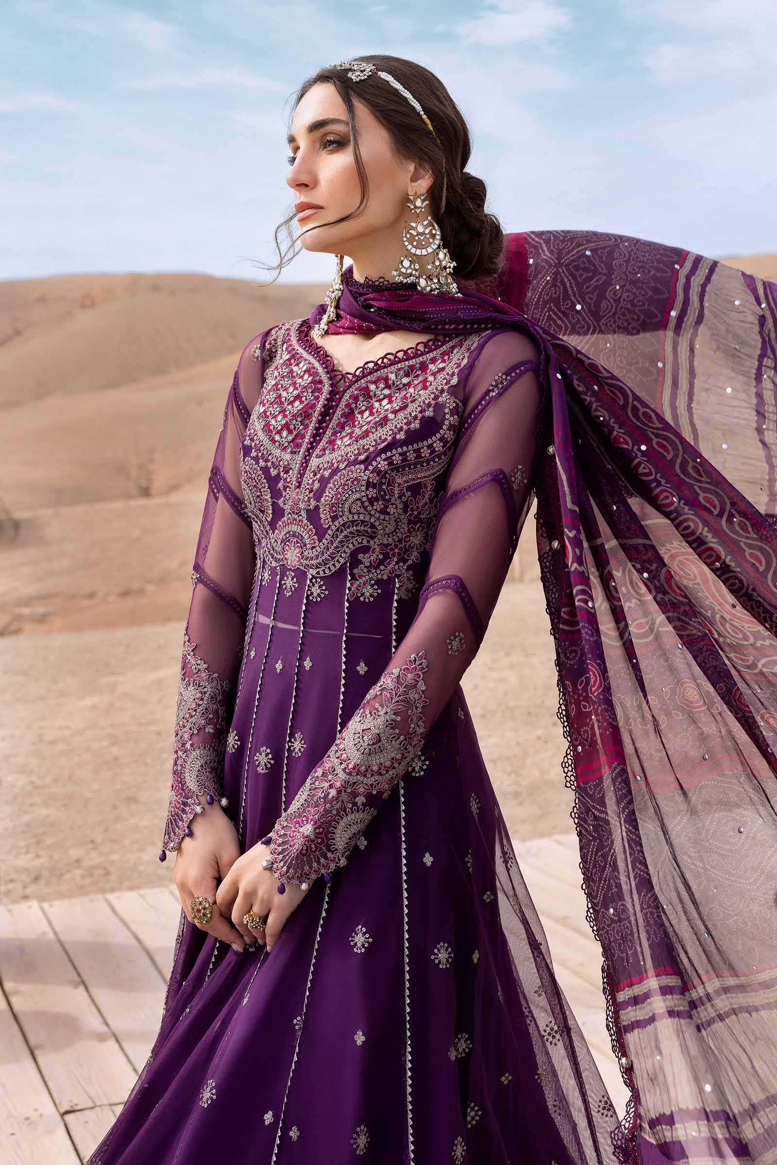 3 Piece Unstitched Embroidered Net Suit | D-2507-B - Image 4