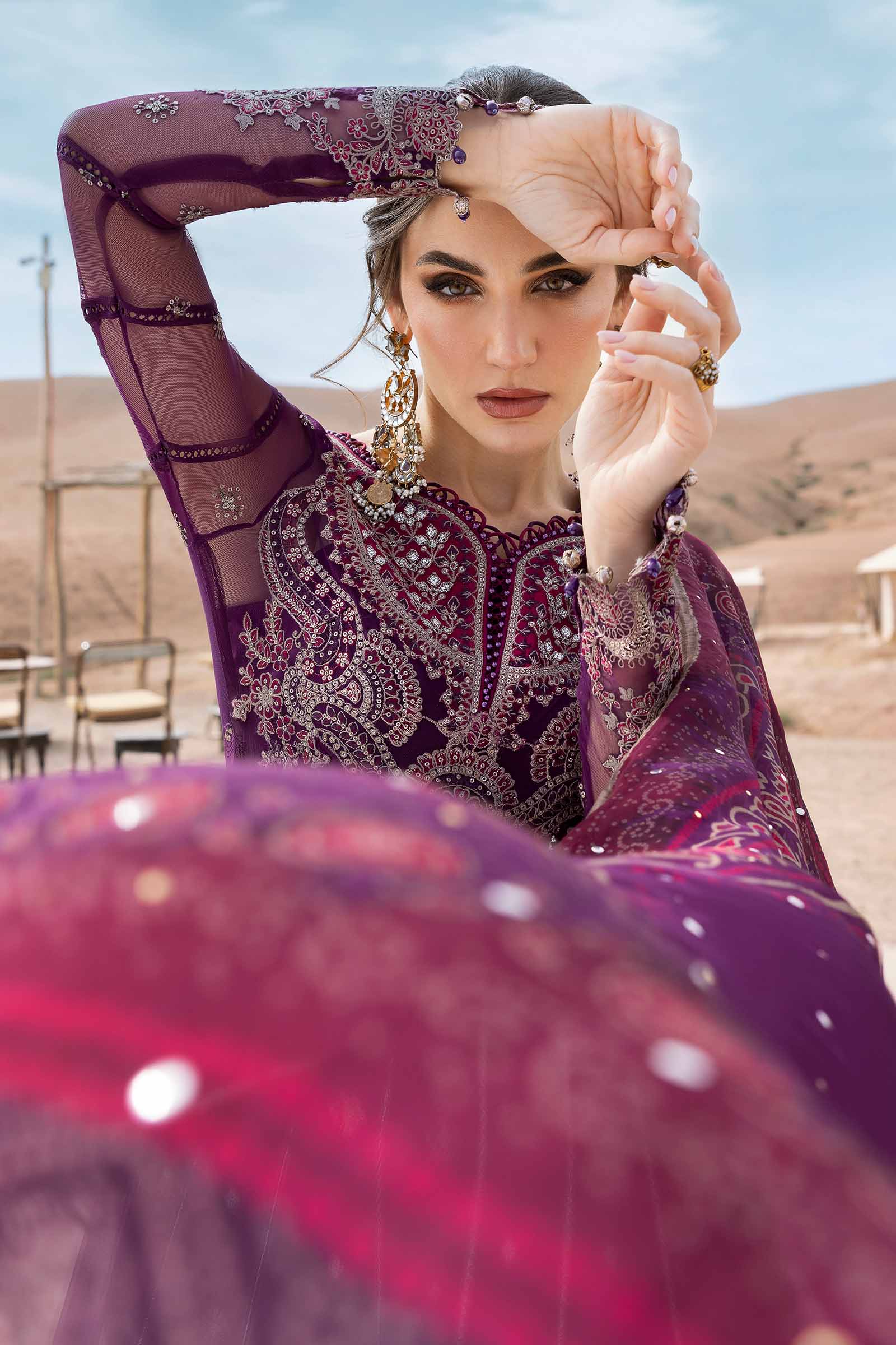 3 Piece Unstitched Embroidered Net Suit | D-2507-B - Image 5