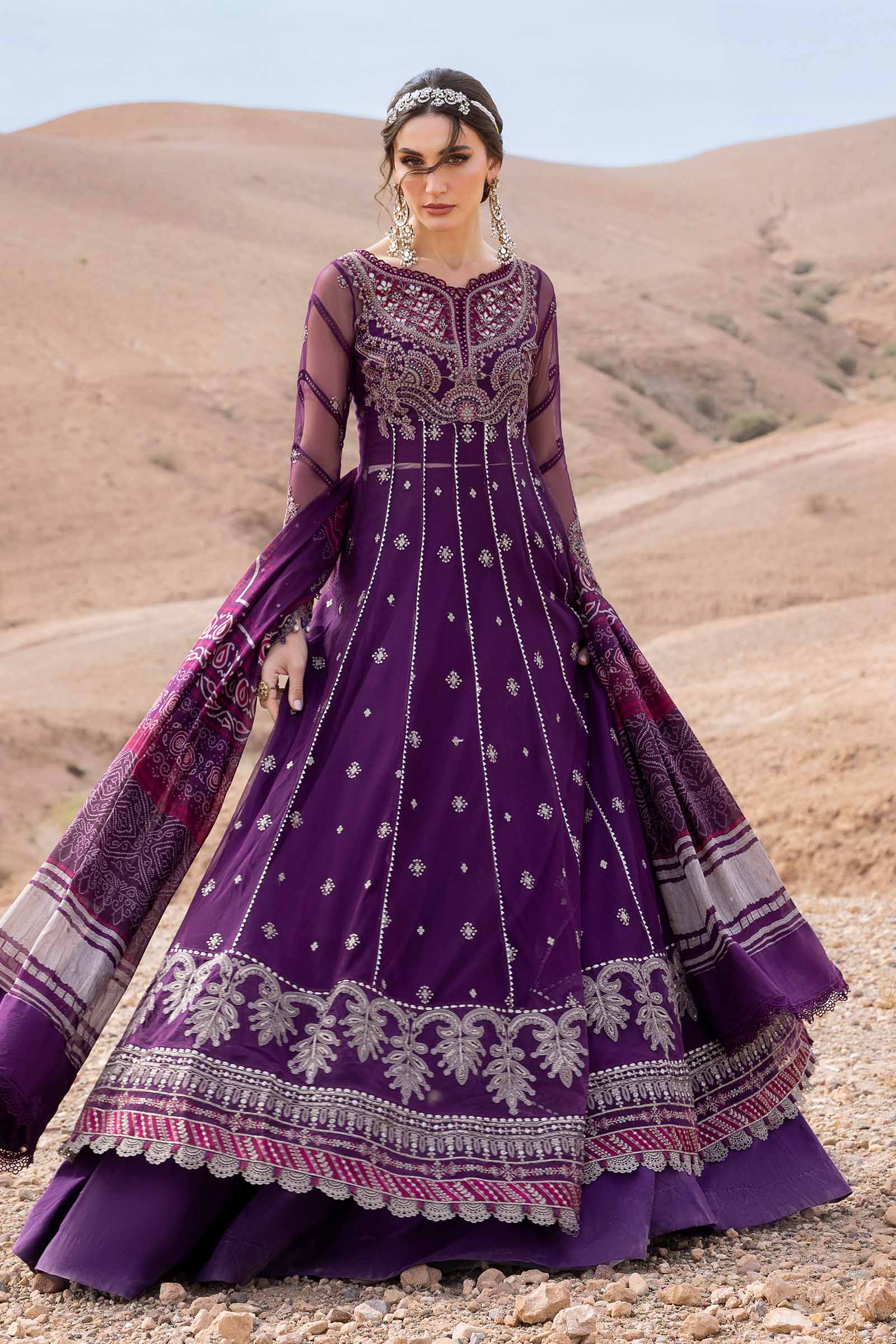 3 Piece Unstitched Embroidered Net Suit | D-2507-B - Image 6