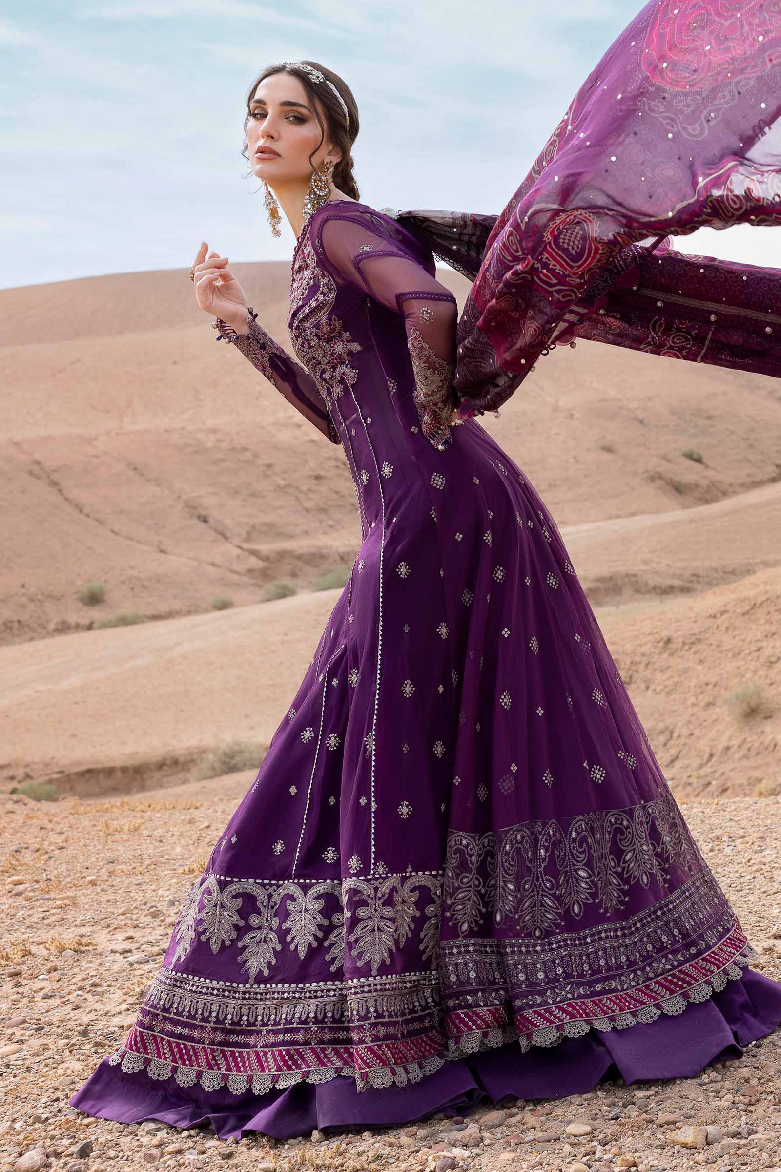 3 Piece Unstitched Embroidered Net Suit | D-2507-B - Image 7