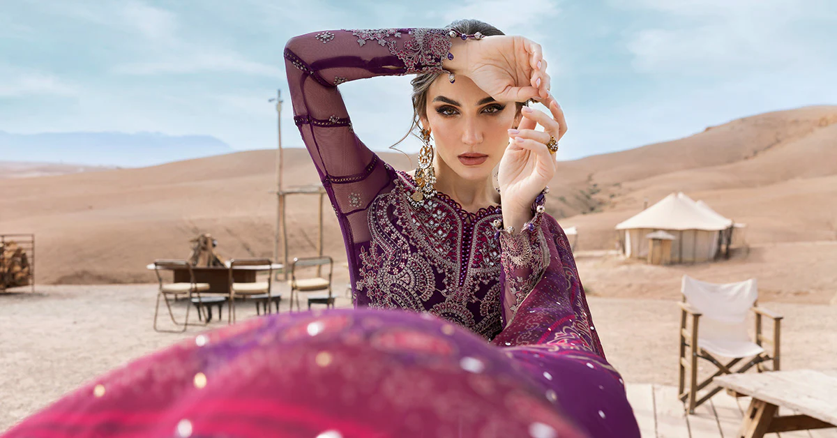 3 Piece Unstitched Embroidered Net Suit | D-2507-B - Image 8