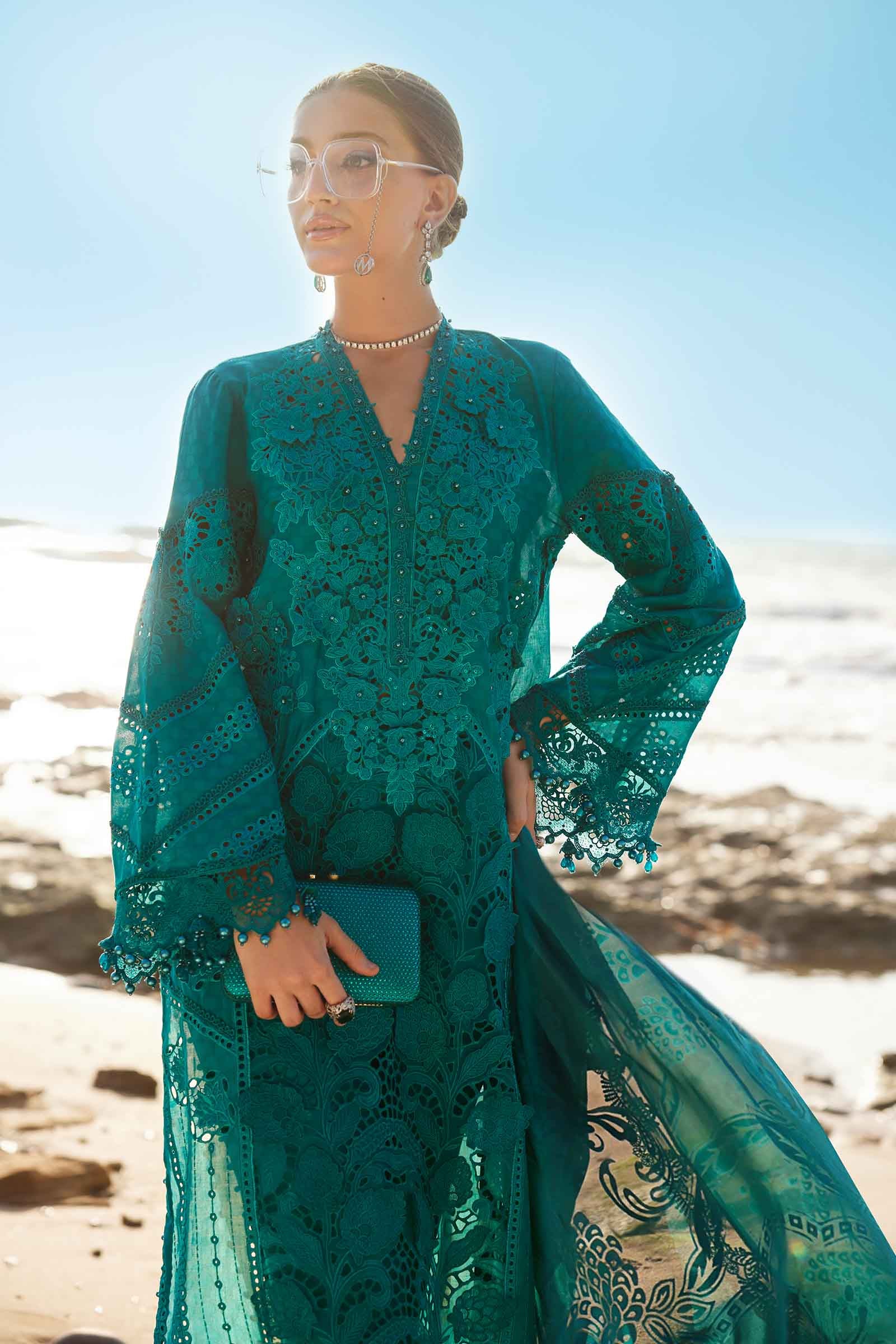 3 Piece Unstitched Embroidered Organza Lawn Suit | EID LAWN-25-05 - Image 4