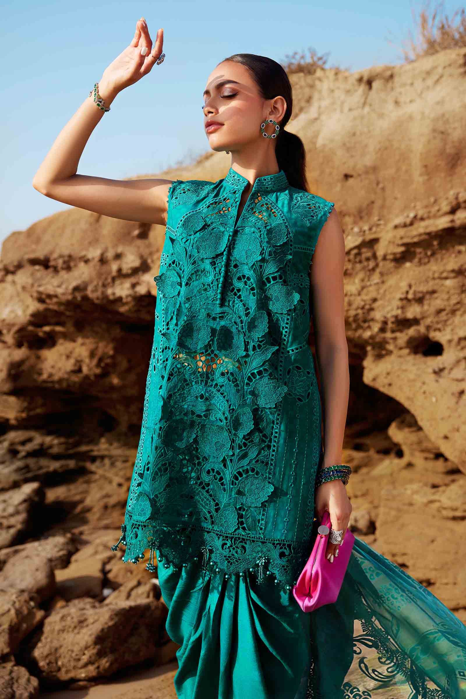 3 Piece Unstitched Embroidered Organza Lawn Suit | EID LAWN-25-05 - Image 5