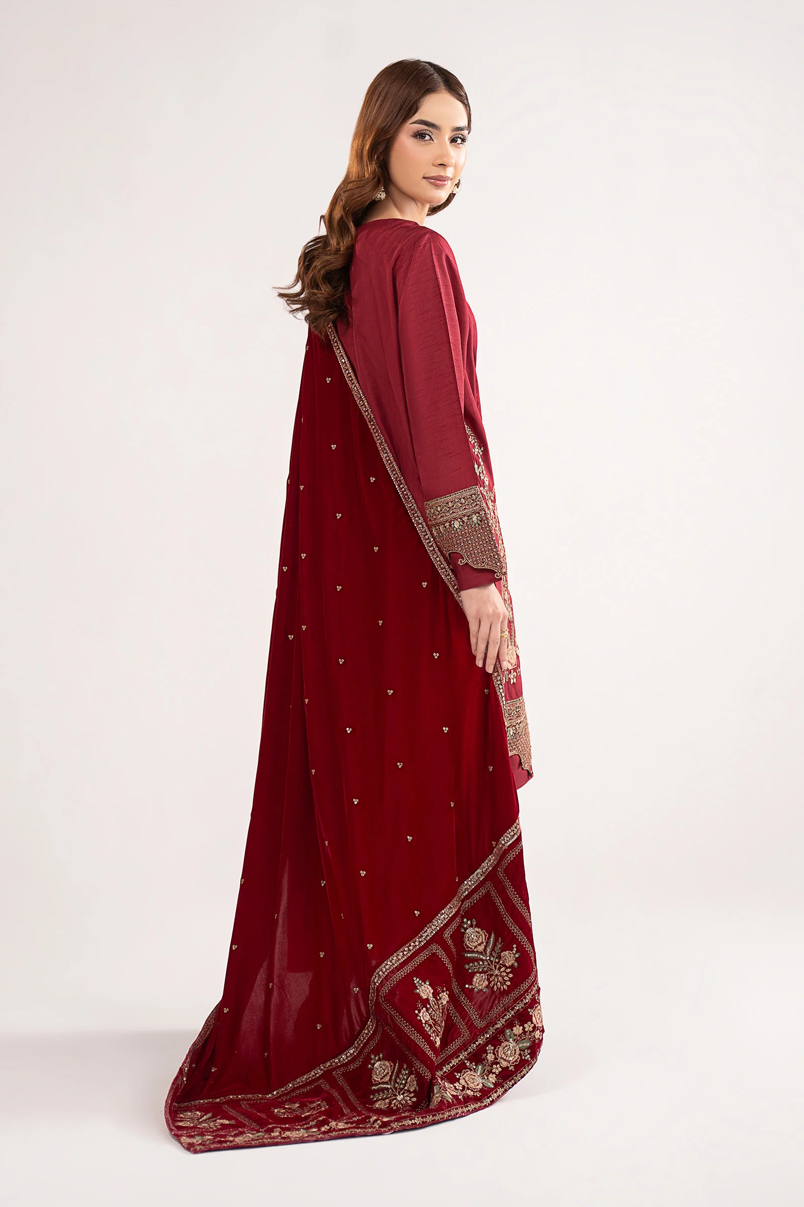 3 Pc Embroidered Raw Silk Suit - Image 7