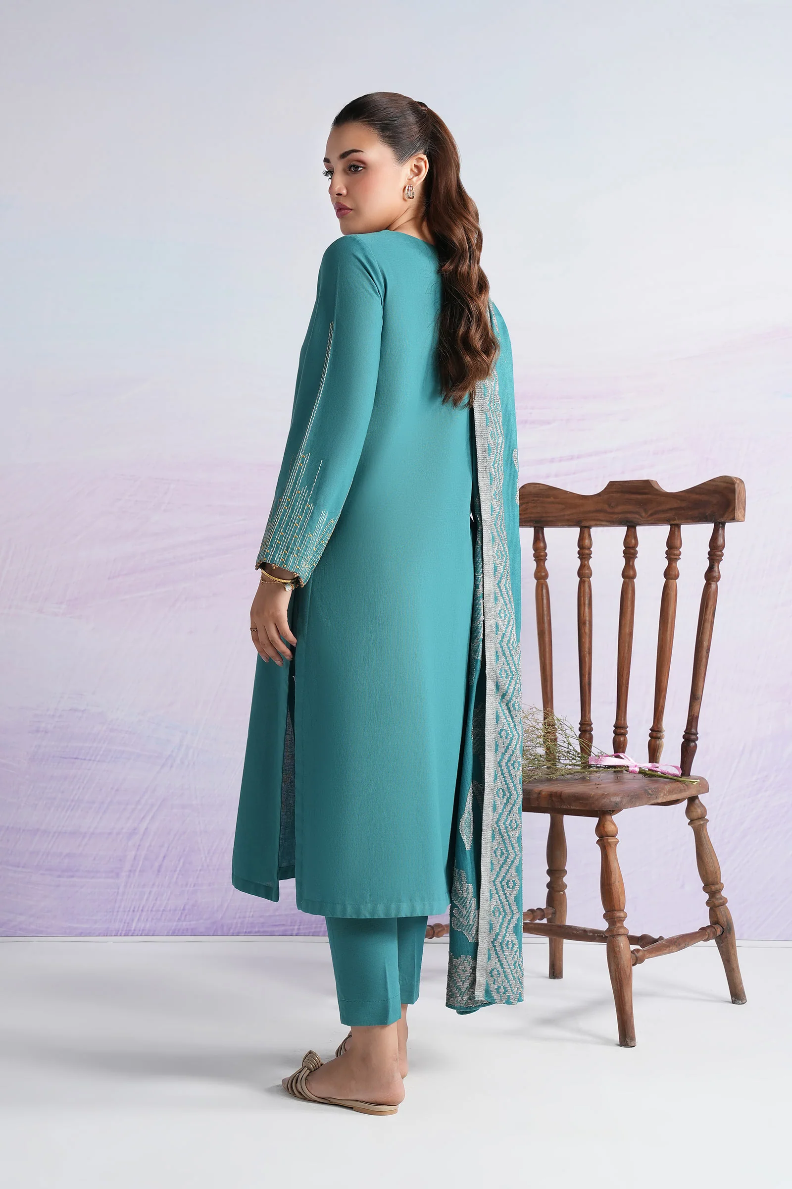 3 Pc Embroidered Crosshatch Suit - Image 5