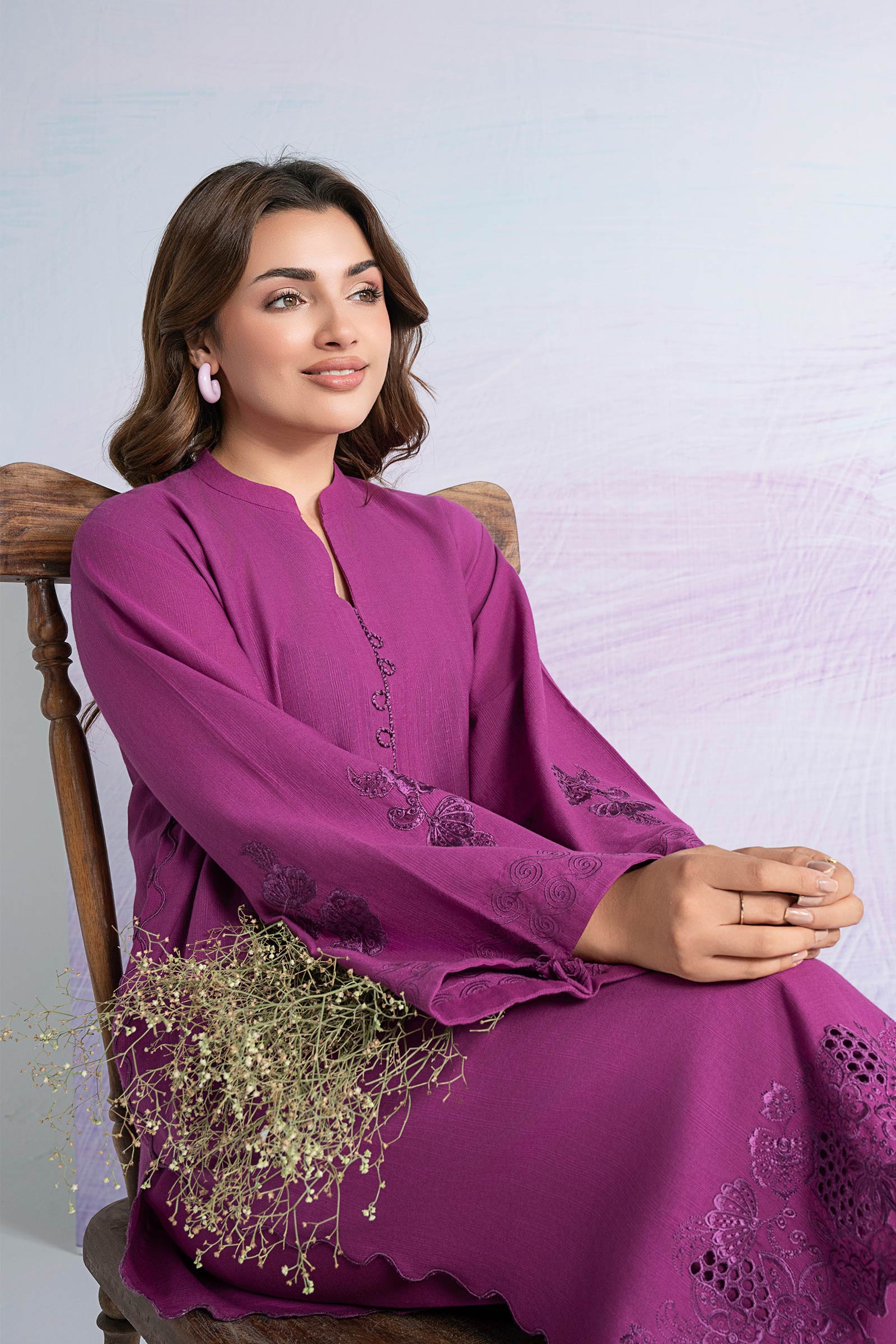 Embroidered Slub Khaddar Shirt - Image 3