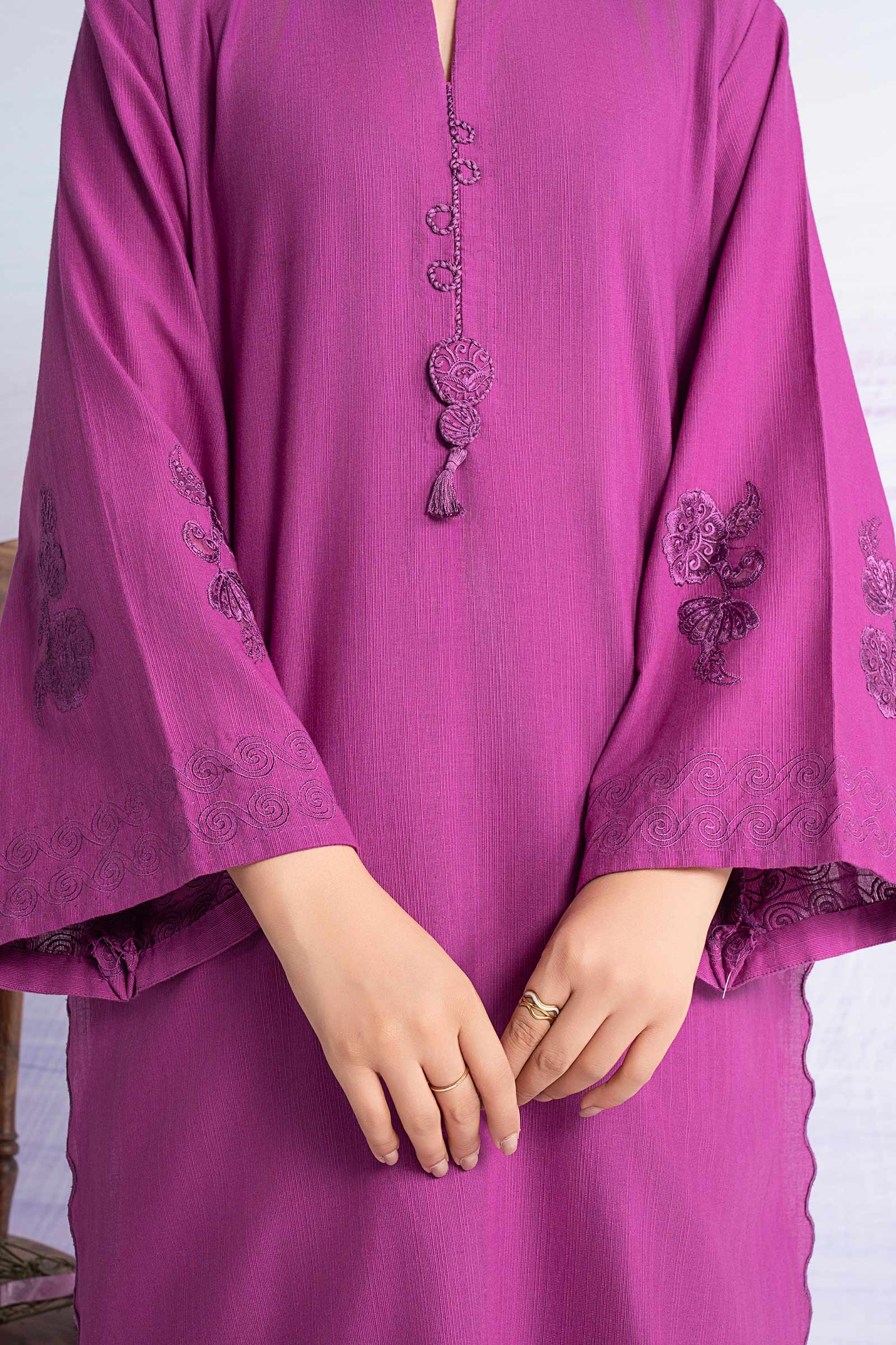 Embroidered Slub Khaddar Shirt - Image 4