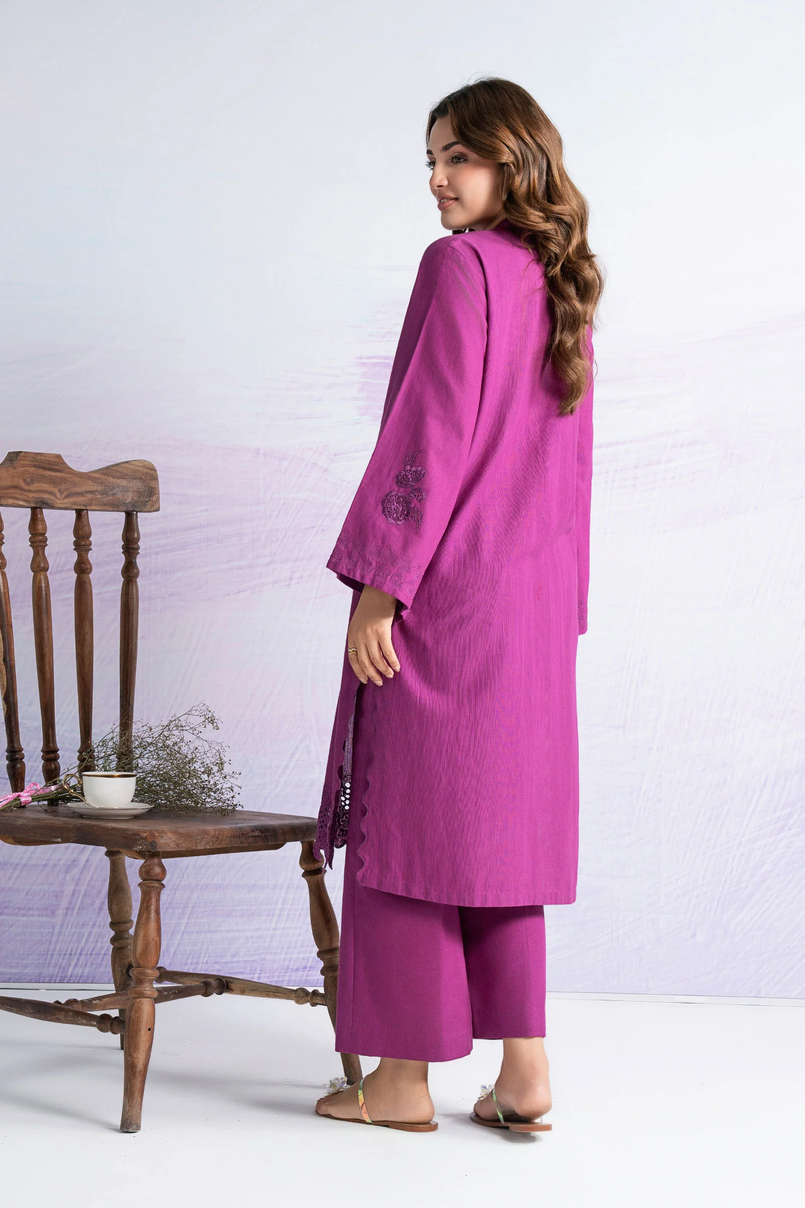Embroidered Slub Khaddar Shirt - Image 6