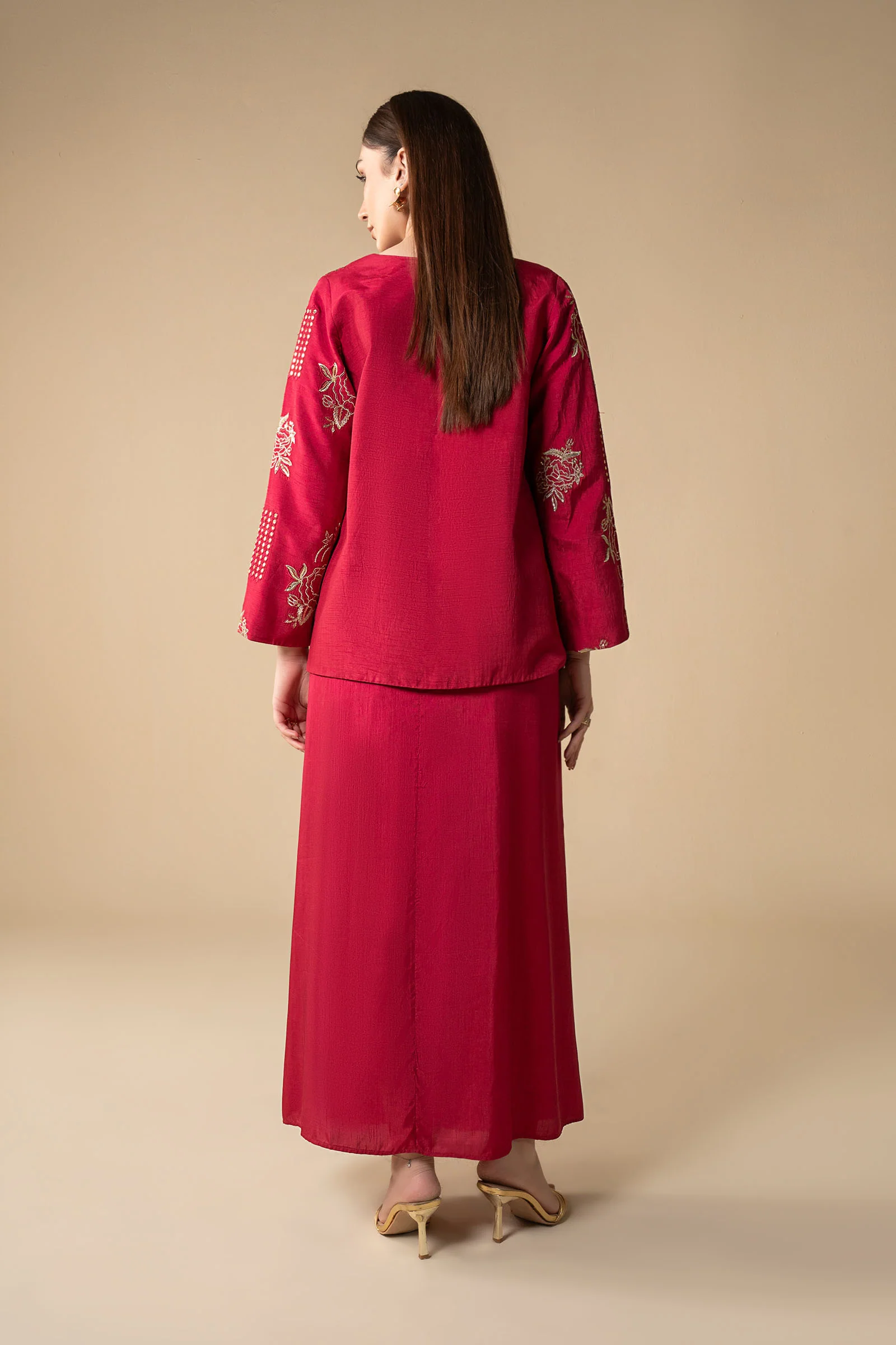 2 Pc Embroidered Raw Silk Suit - Image 10