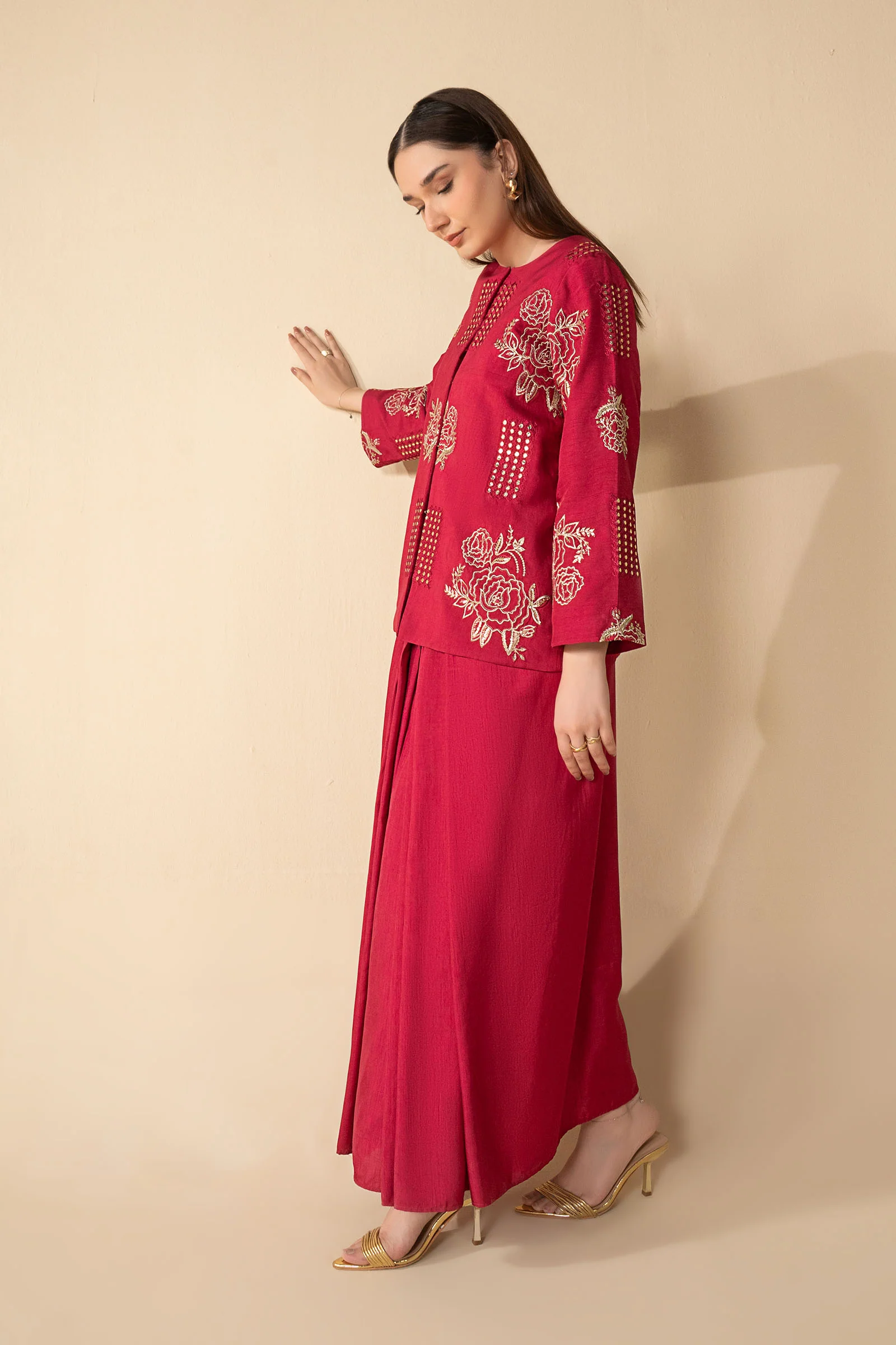 2 Pc Embroidered Raw Silk Suit - Image 4