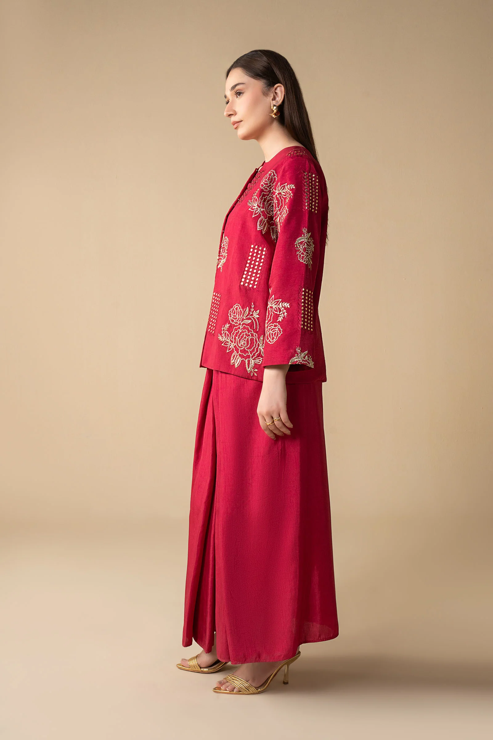 2 Pc Embroidered Raw Silk Suit - Image 8