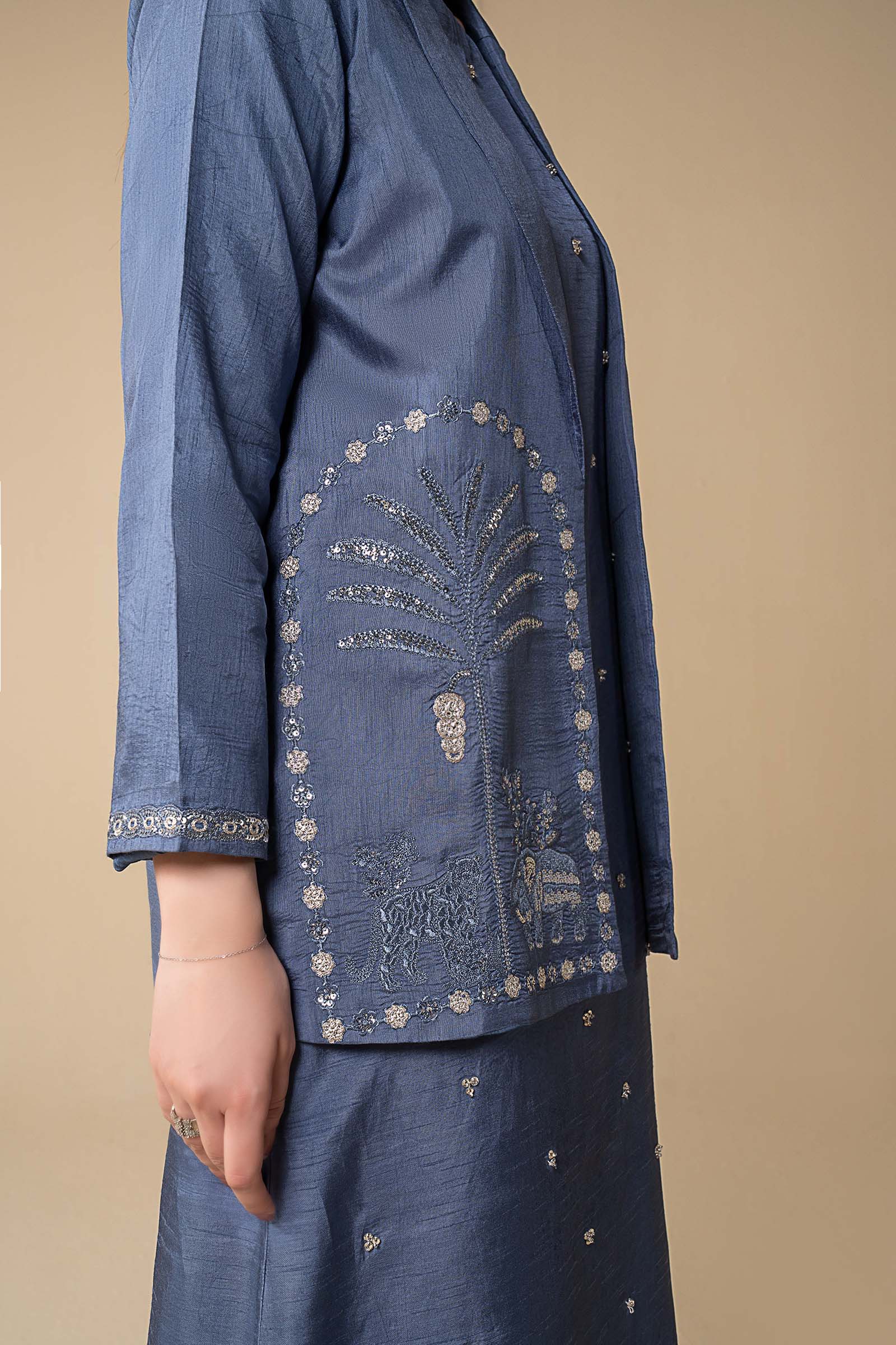 2 Pc Embroidered Raw Silk Suit - Image 5