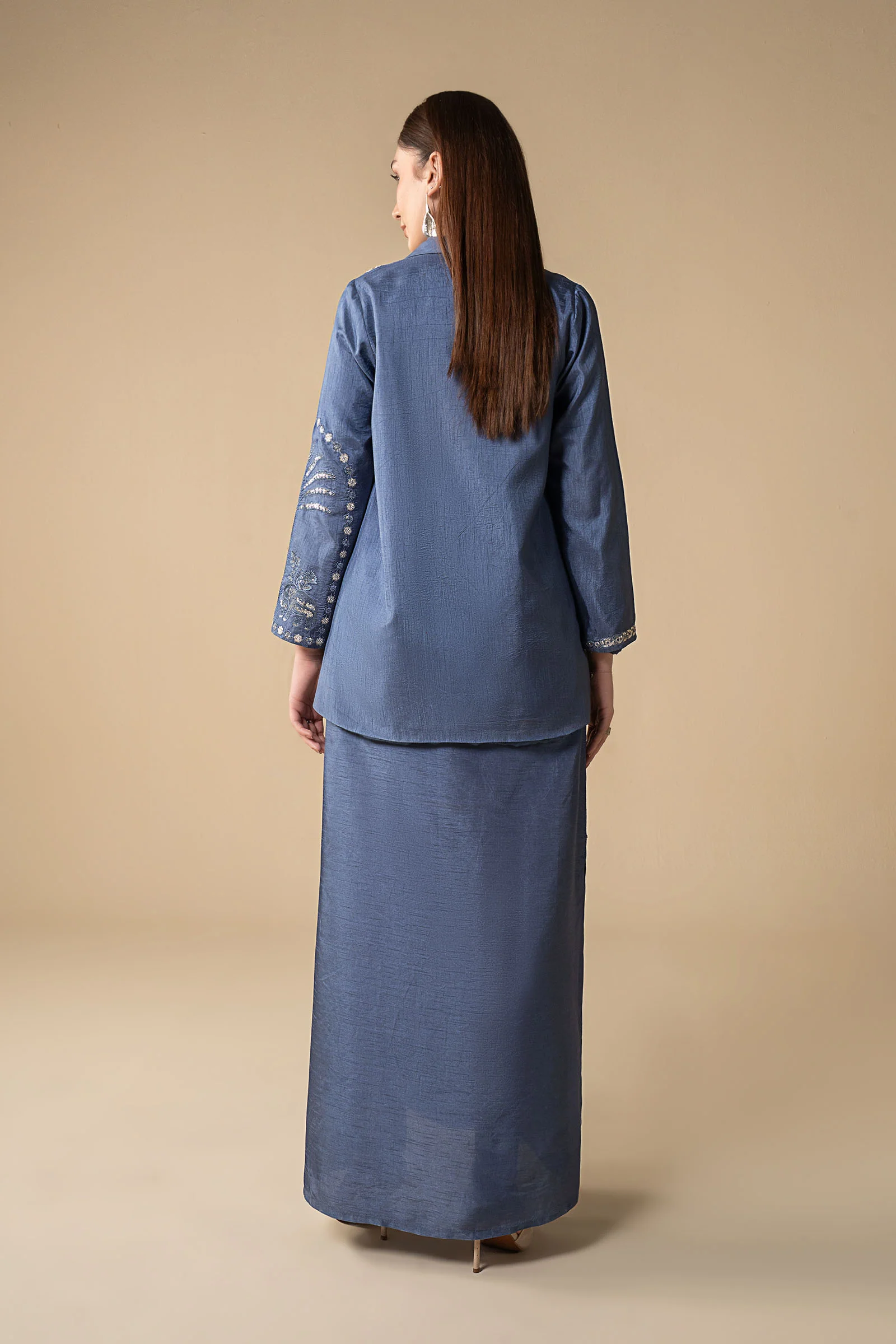 2 Pc Embroidered Raw Silk Suit - Image 6