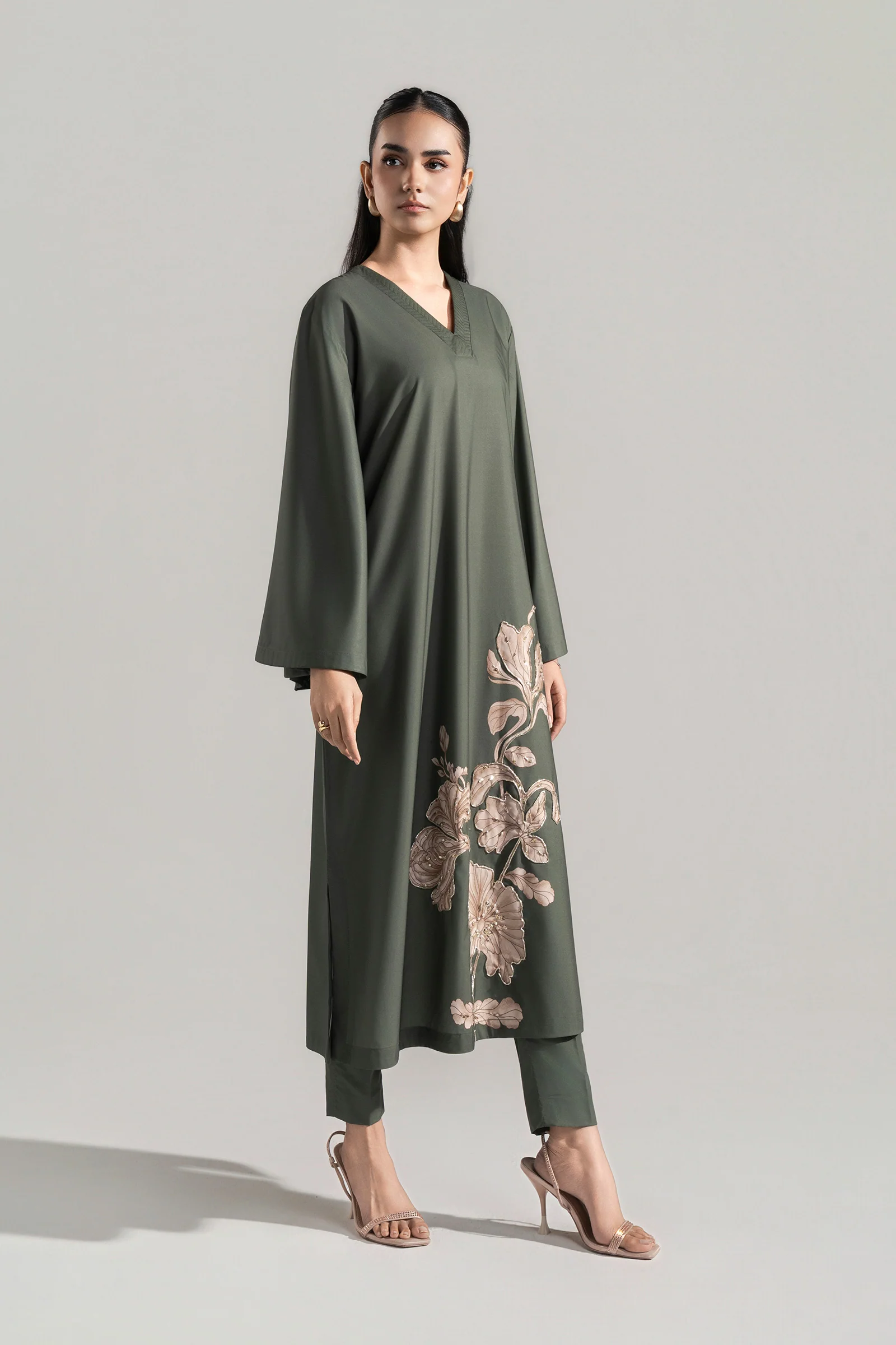 2 Pc Printed Raw Silk Suit - Image 5