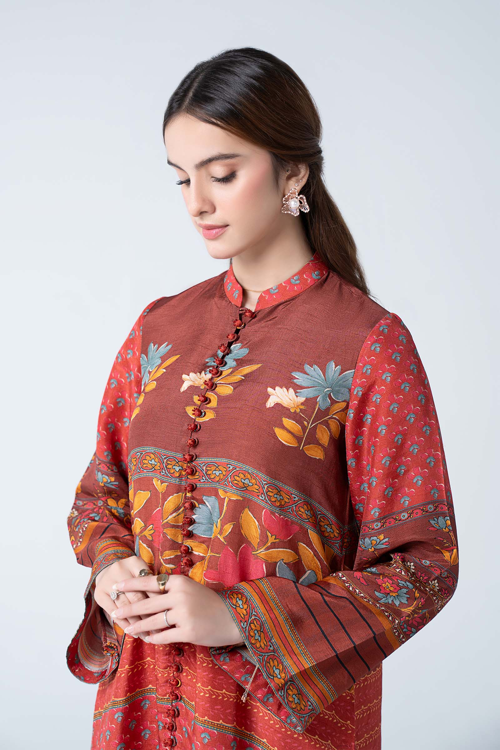 2 Pc Embroidered Raw Silk Suit - Image 3