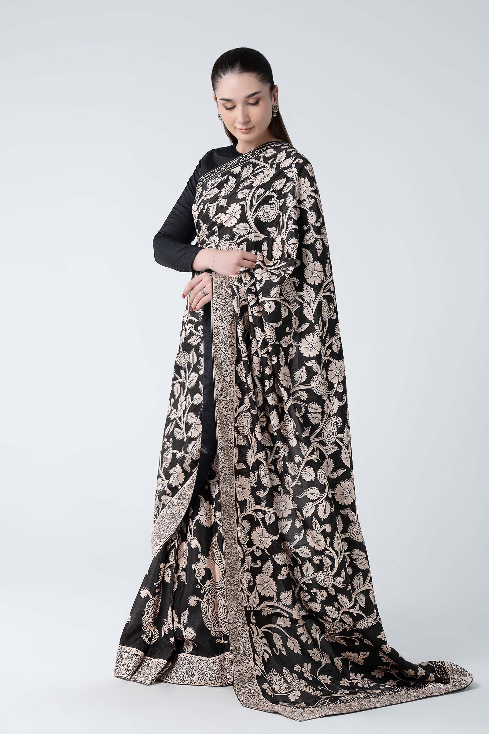 Printed Raw Silk Saree - Image 5