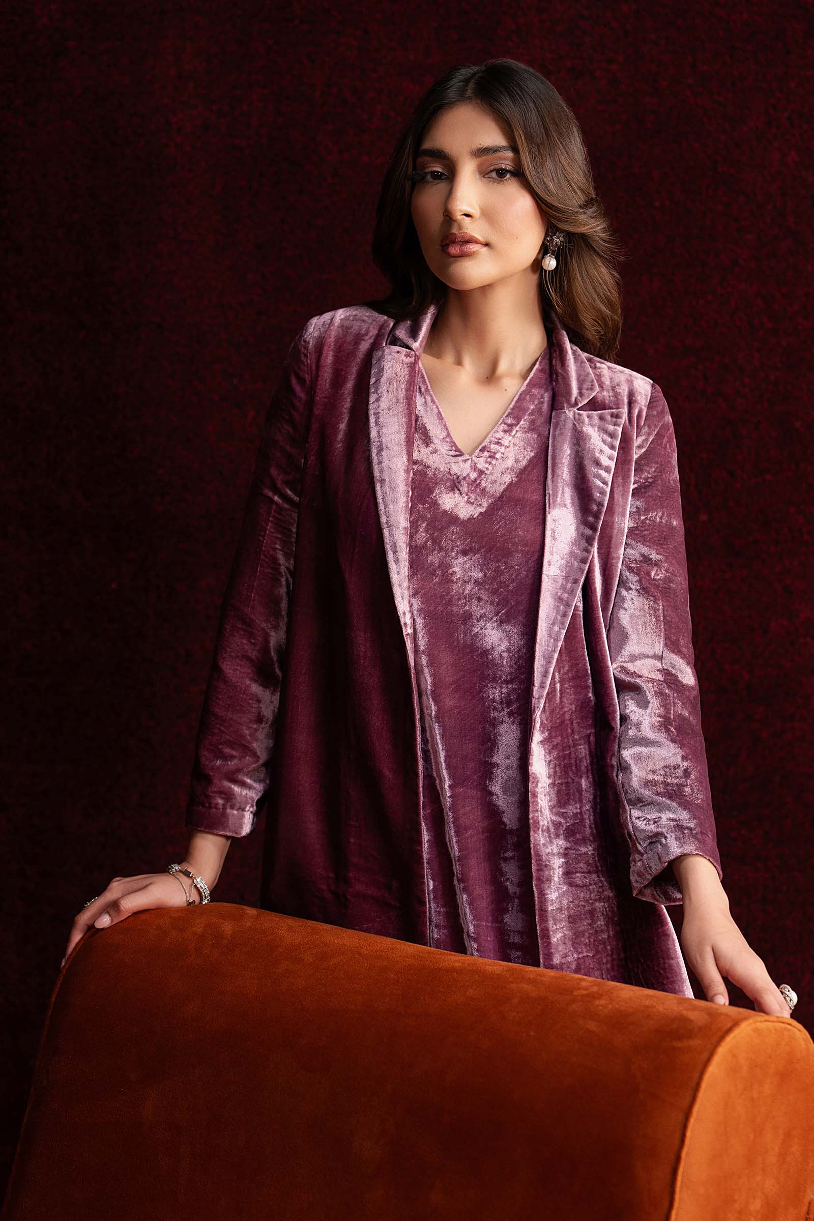 2 Pc Dyed Velvet Suit - Image 5