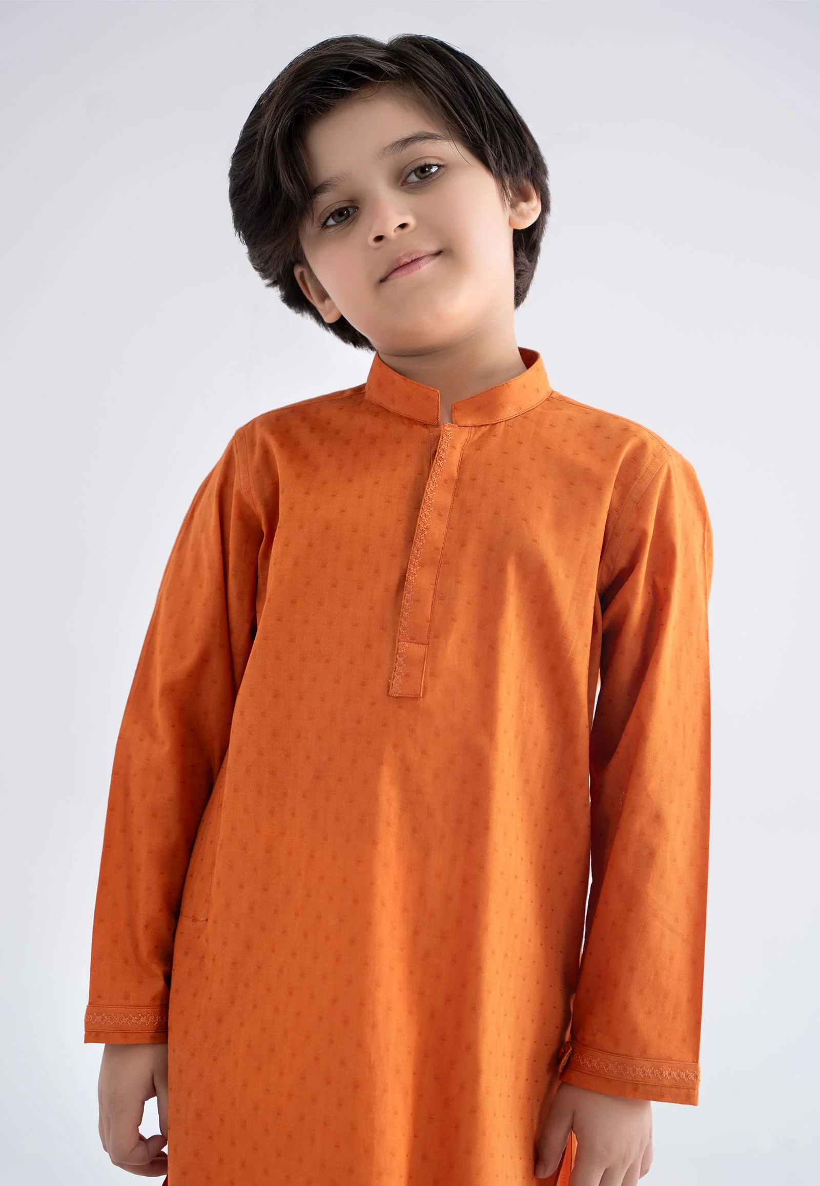 Embroidered Jacquard Kurta - Image 3