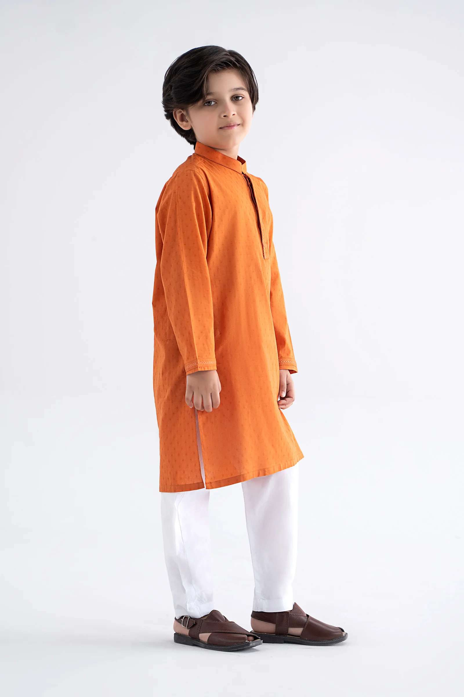Embroidered Jacquard Kurta - Image 5