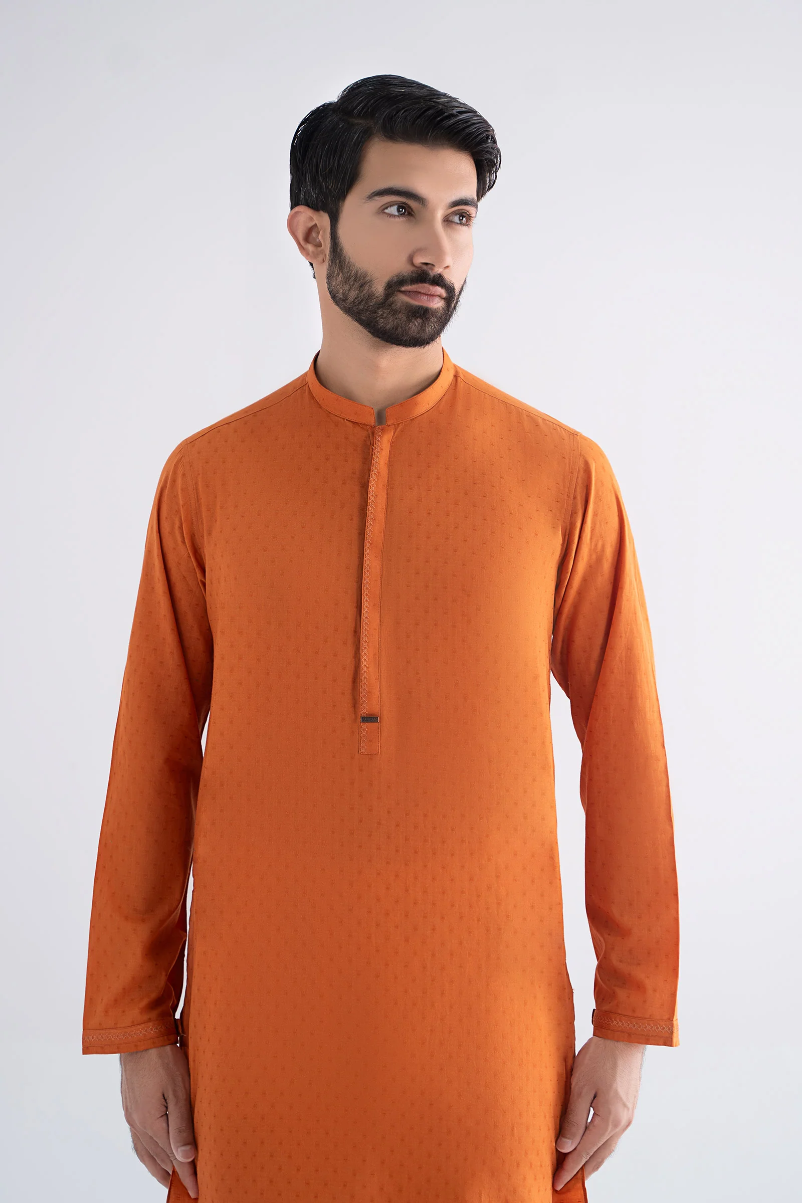 Embroidered Jacquard Kurta - Image 3