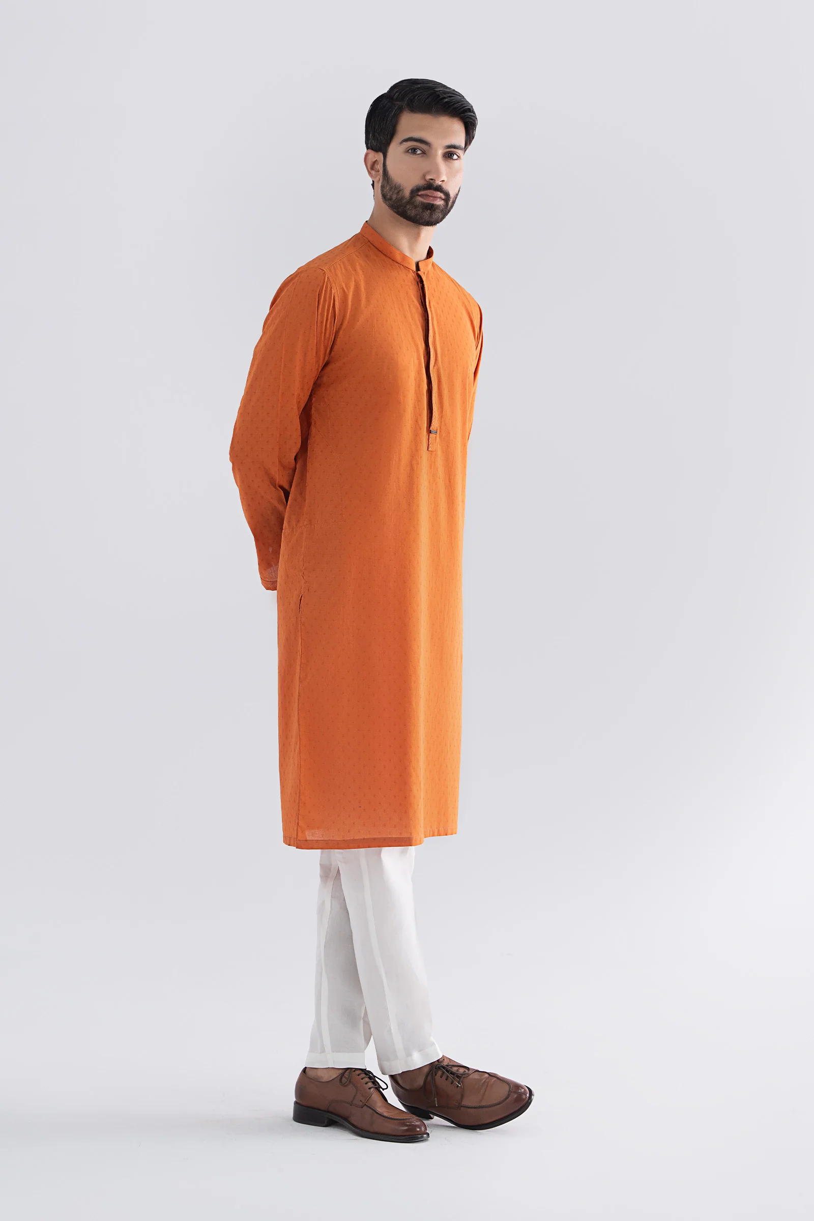 Embroidered Jacquard Kurta - Image 7