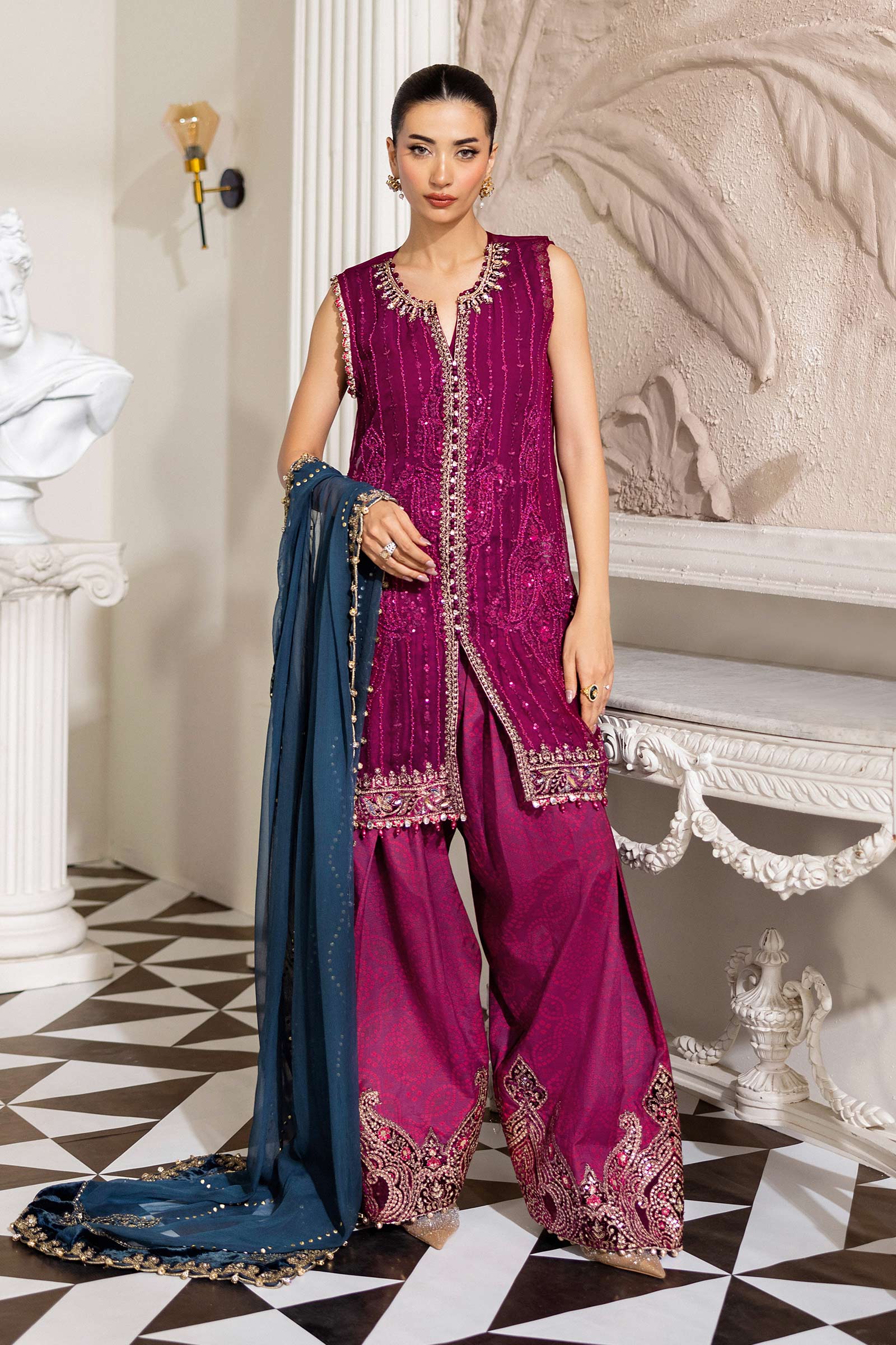 3 Piece Unstitched Embroidered Chiffon Suit | MPC-25-102 - Image 3