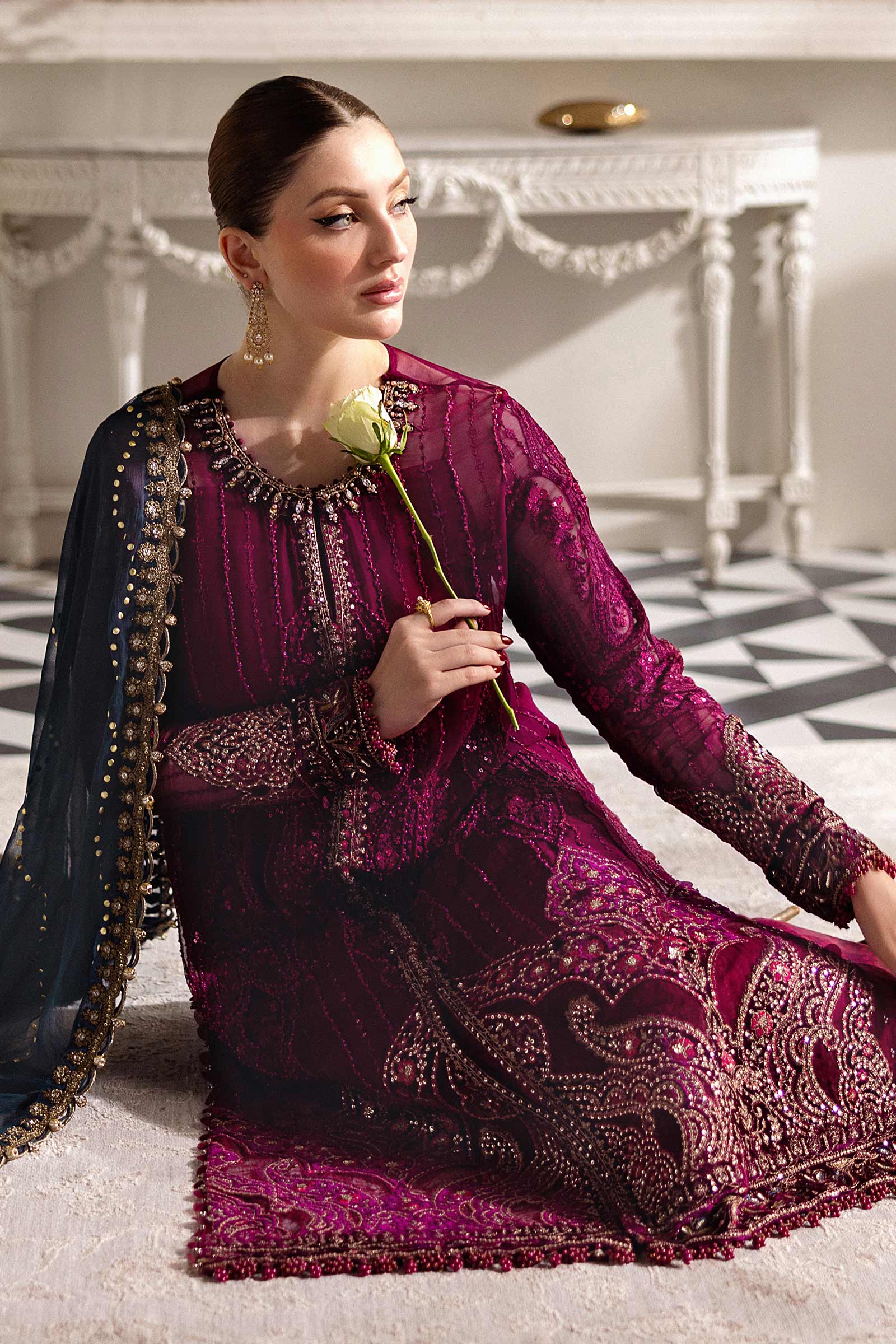 3 Piece Unstitched Embroidered Chiffon Suit | MPC-25-102 - Image 5