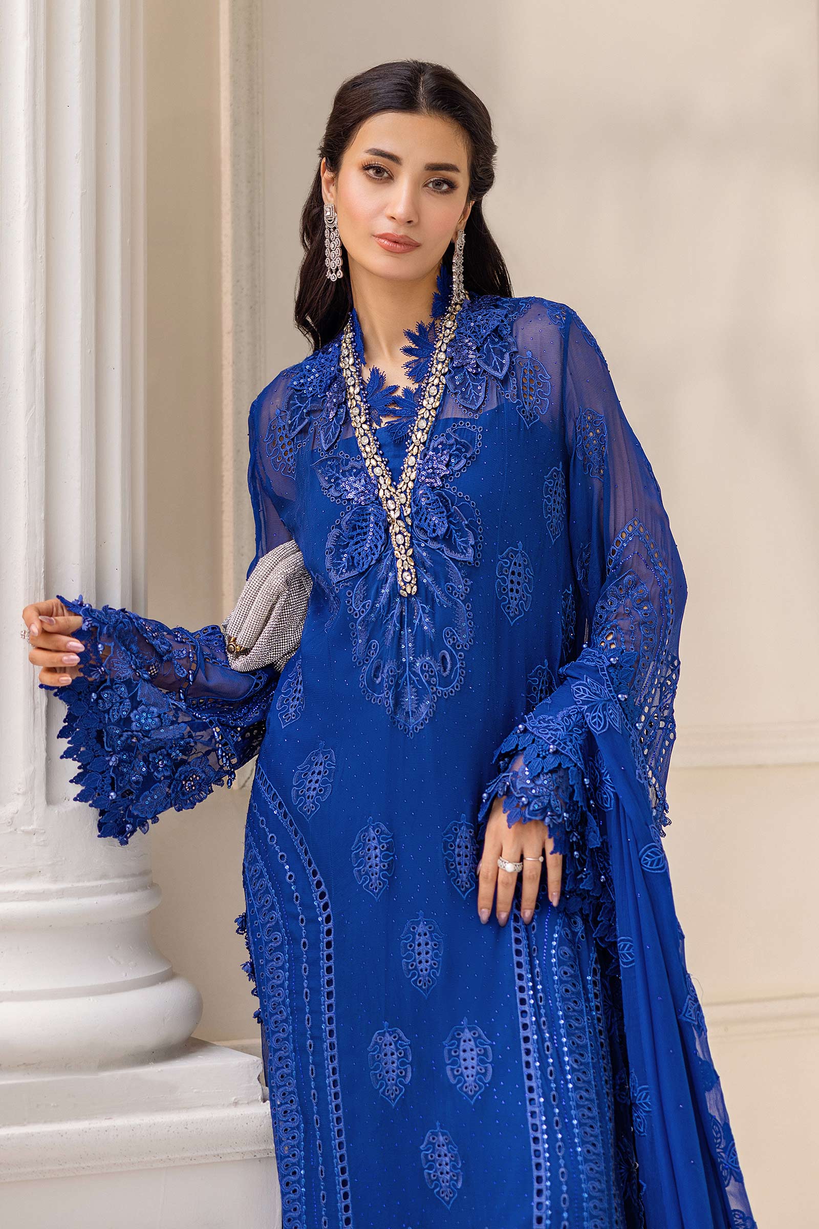3 Piece Unstitched Embroidered Chiffon Suit | MPC-25-103 - Image 3