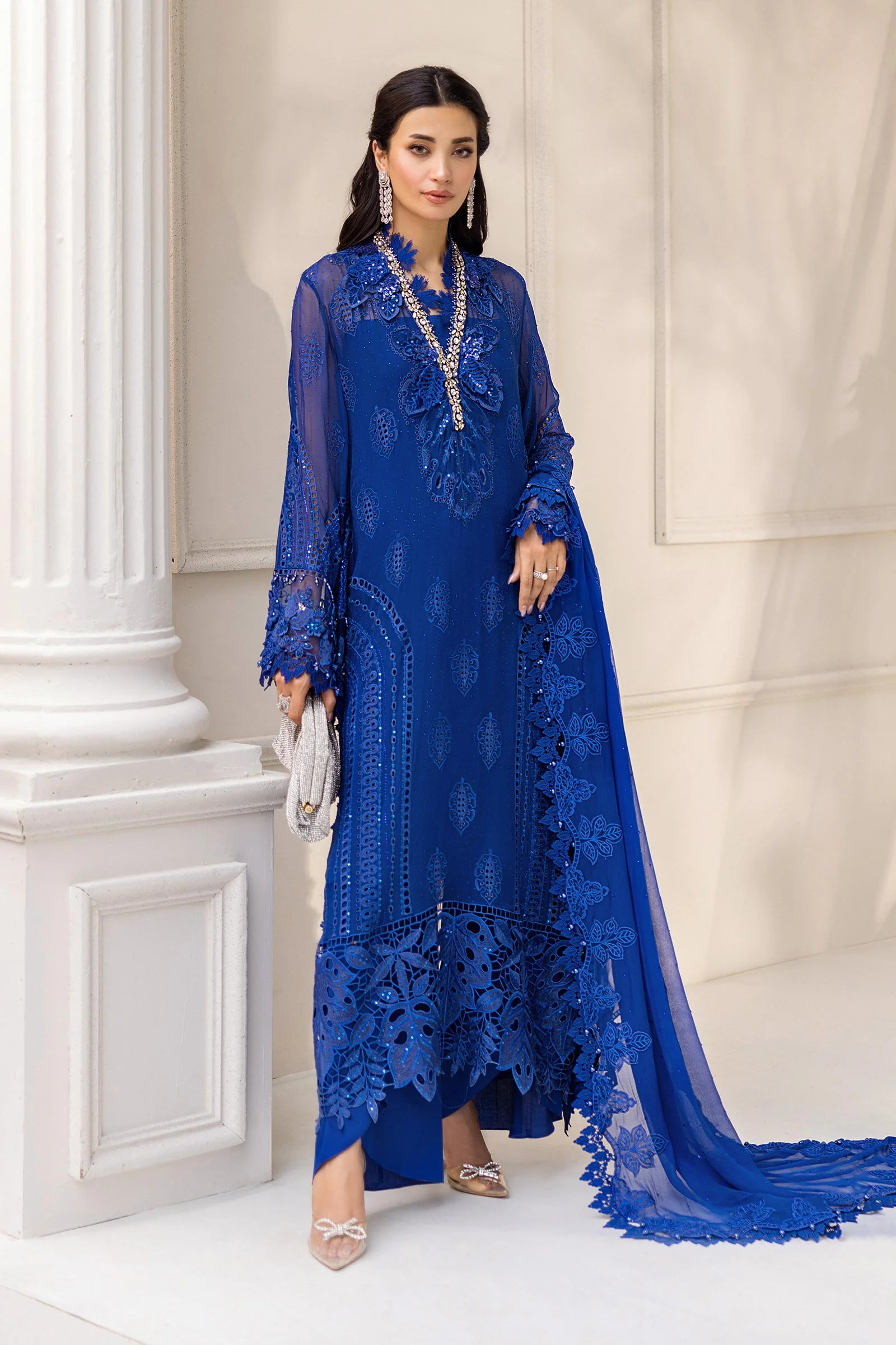 3 Piece Unstitched Embroidered Chiffon Suit | MPC-25-103 - Image 9