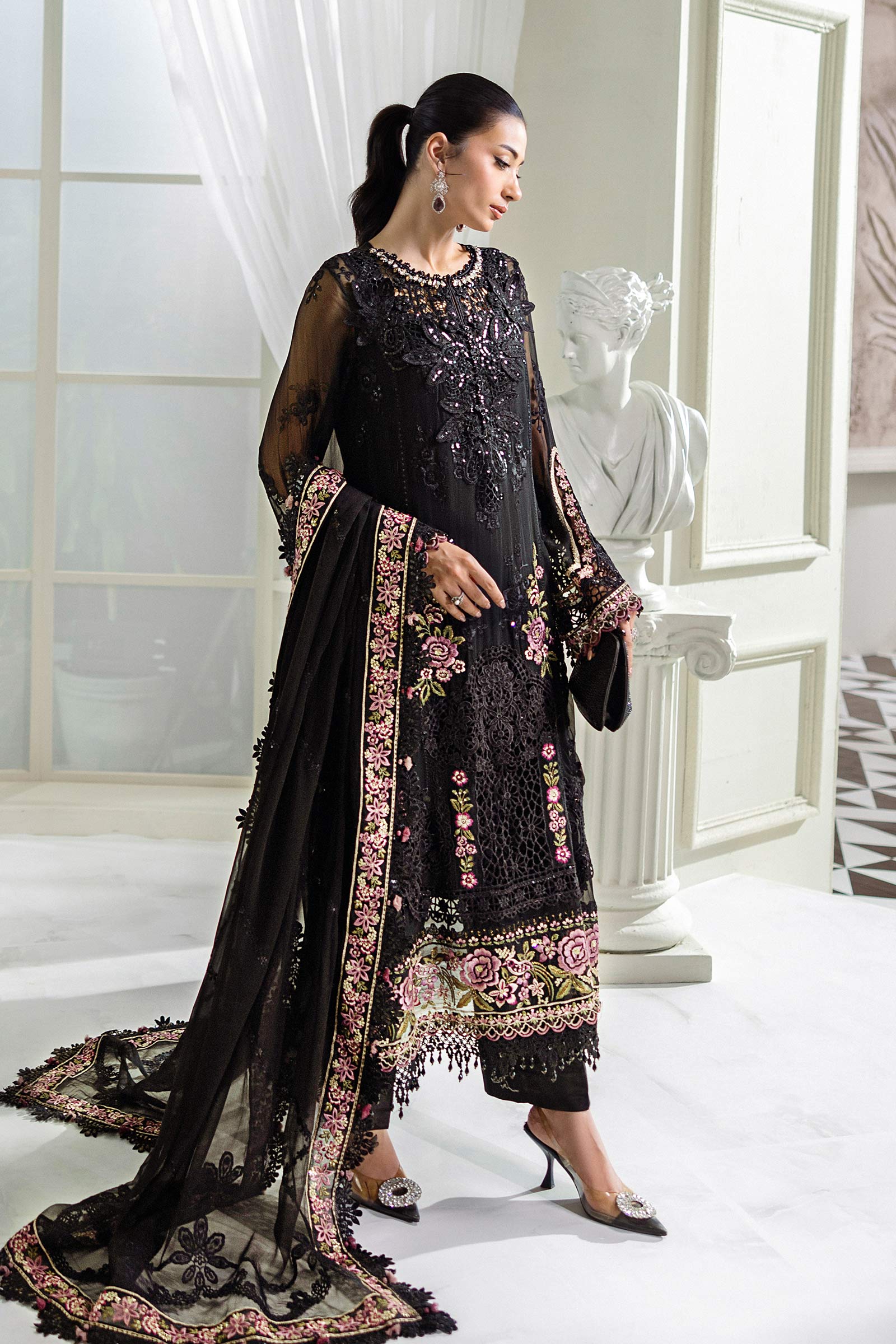 3 Piece Unstitched Embroidered Chiffon Suit | MPC-25-104 - Image 10