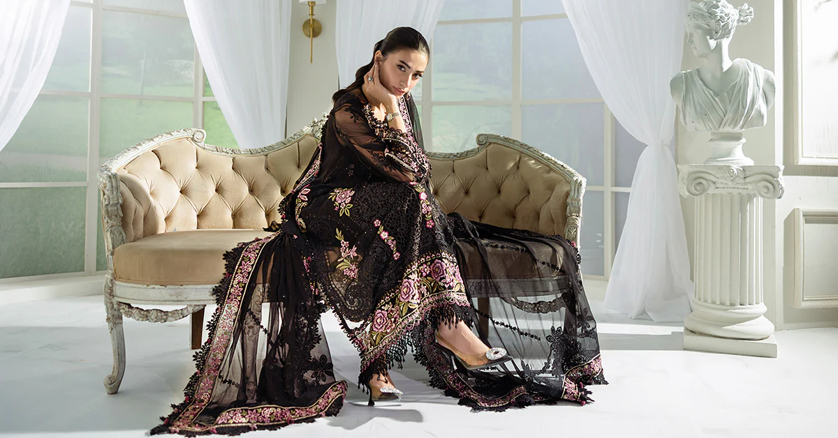 3 Piece Unstitched Embroidered Chiffon Suit | MPC-25-104 - Image 12