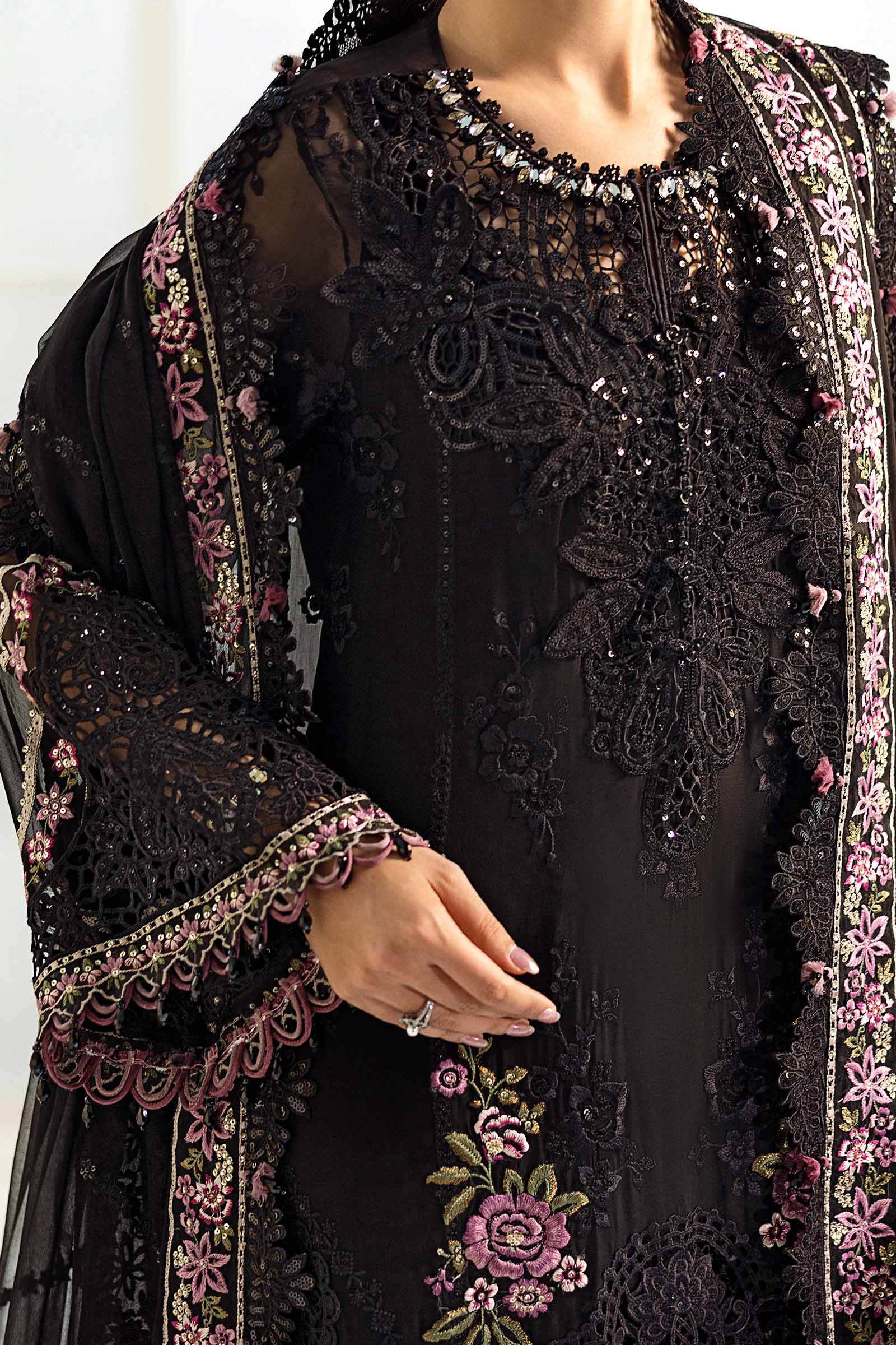 3 Piece Unstitched Embroidered Chiffon Suit | MPC-25-104 - Image 5