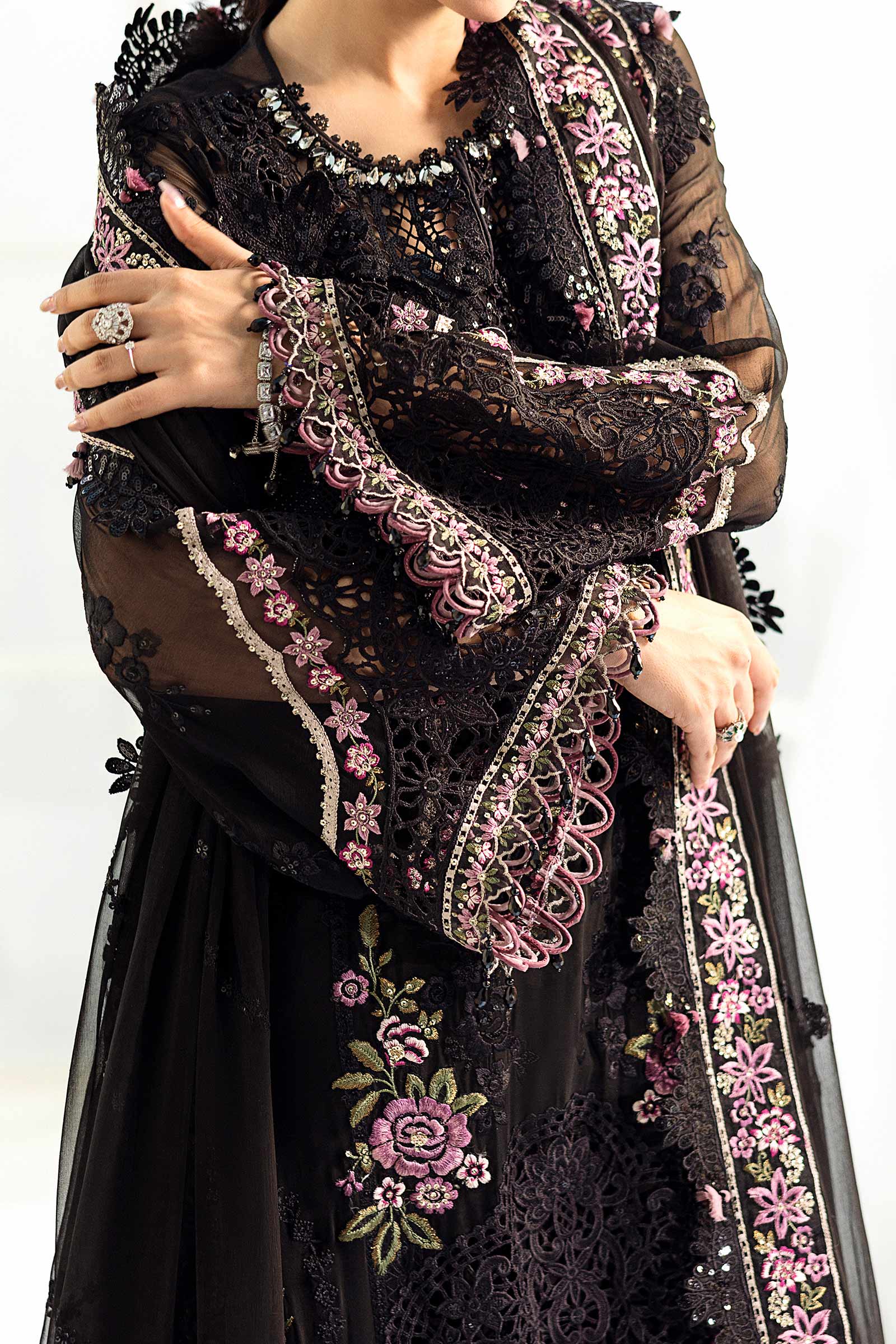 3 Piece Unstitched Embroidered Chiffon Suit | MPC-25-104 - Image 6