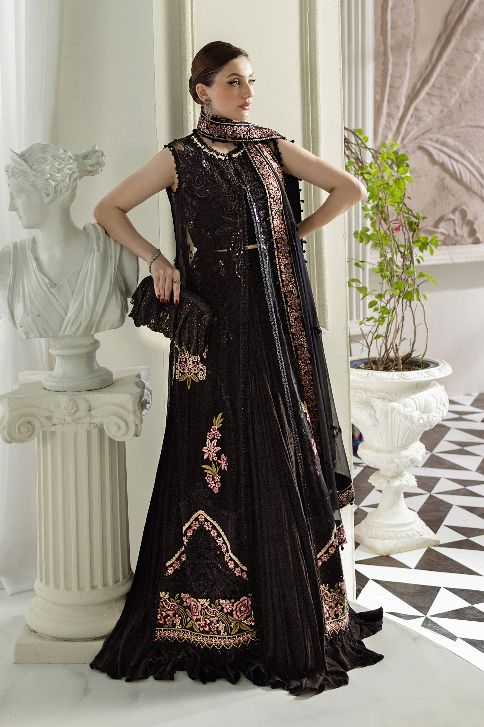 3 Piece Unstitched Embroidered Chiffon Suit | MPC-25-104 - Image 9