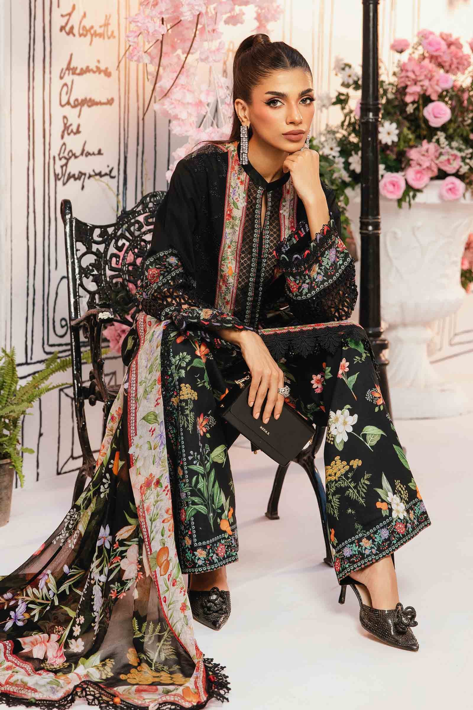 3 Piece Unstitched Embroidered Lawn Suit | MPT-2610-B - Image 3