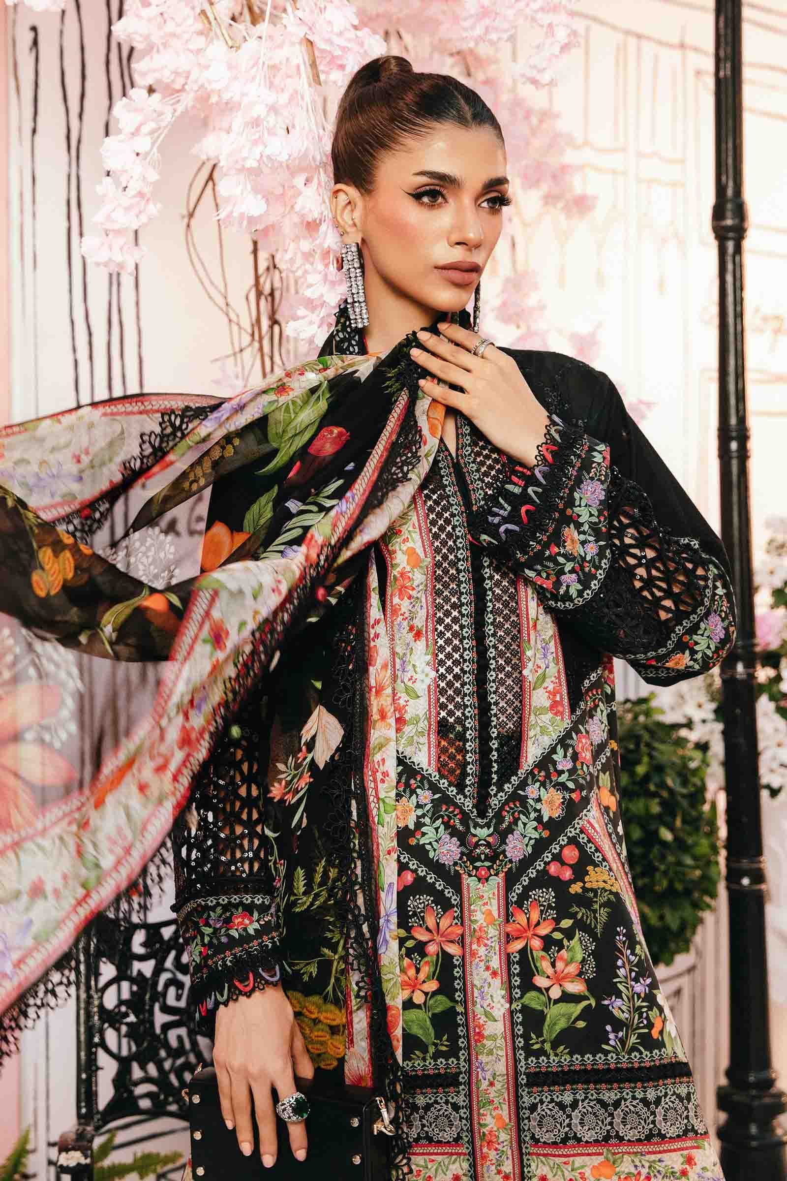 3 Piece Unstitched Embroidered Lawn Suit | MPT-2610-B - Image 4