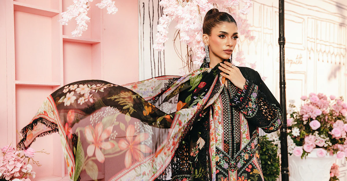 3 Piece Unstitched Embroidered Lawn Suit | MPT-2610-B - Image 5