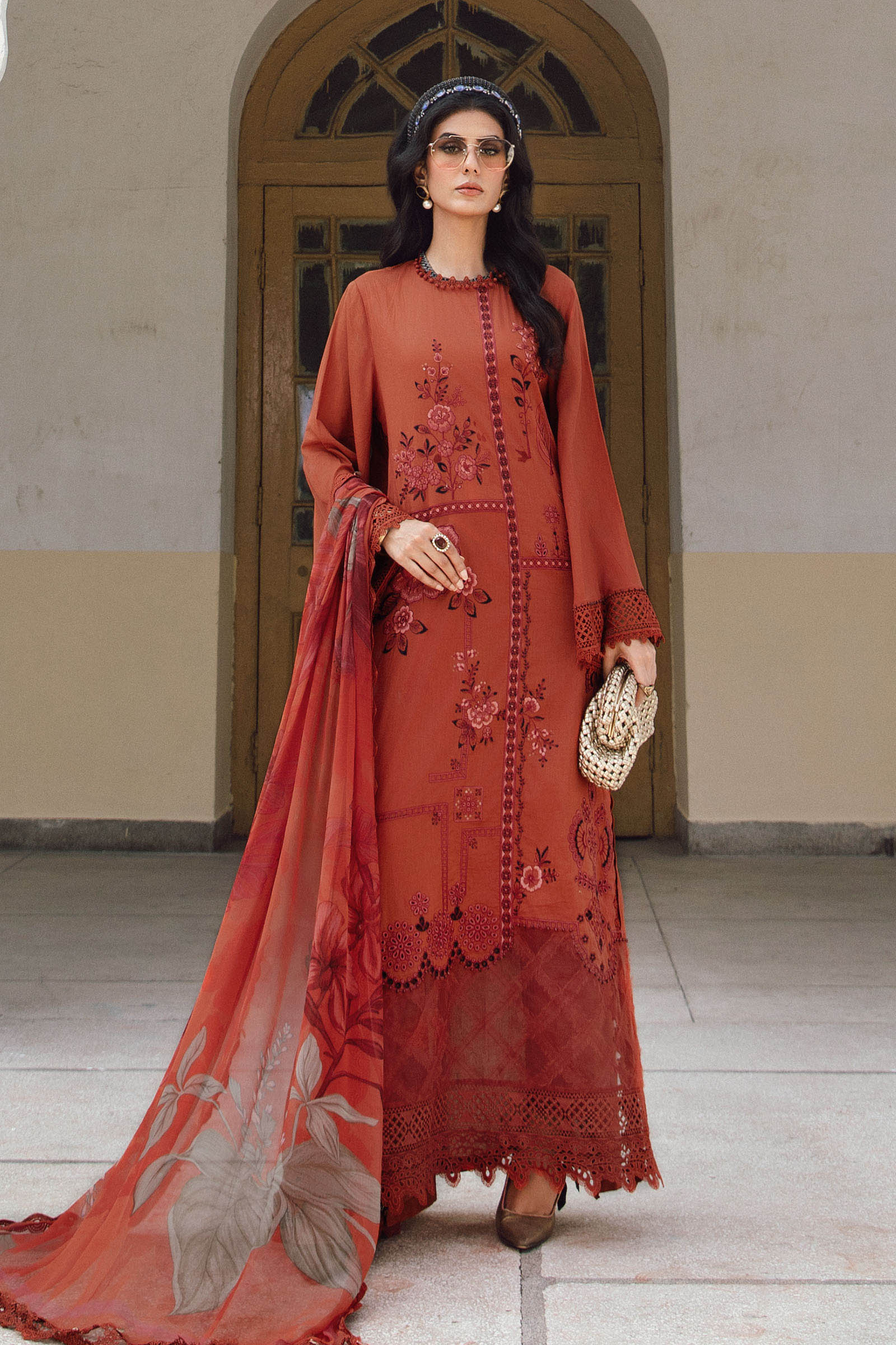 3 Piece Unstitched Embroidered Cambric Suit | MPT-2701-B - Image 4