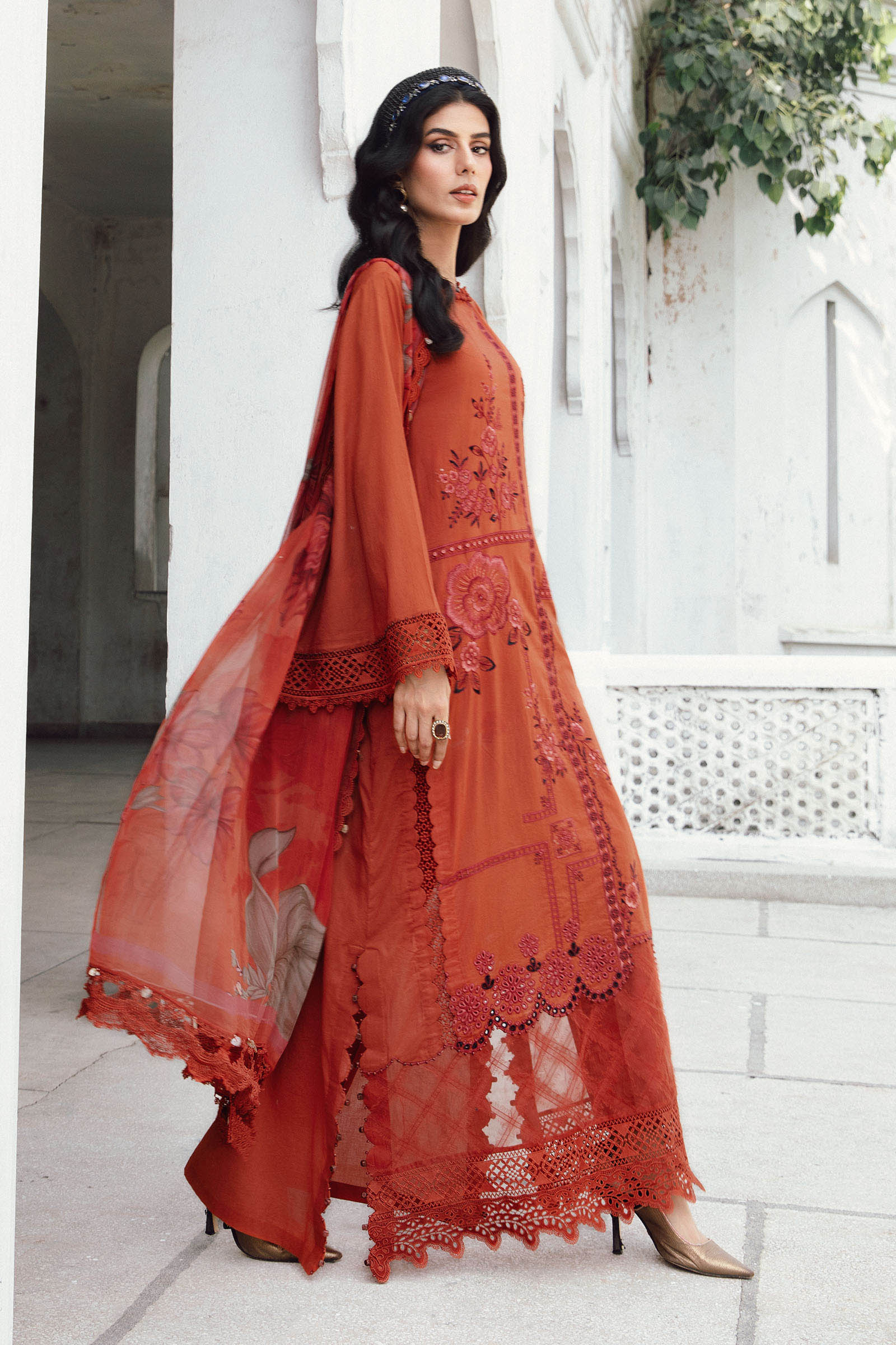 3 Piece Unstitched Embroidered Cambric Suit | MPT-2701-B - Image 5
